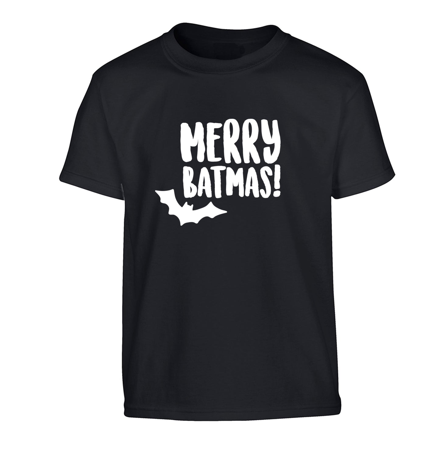 Merry Batmas Children's black Tshirt 12-14 Years