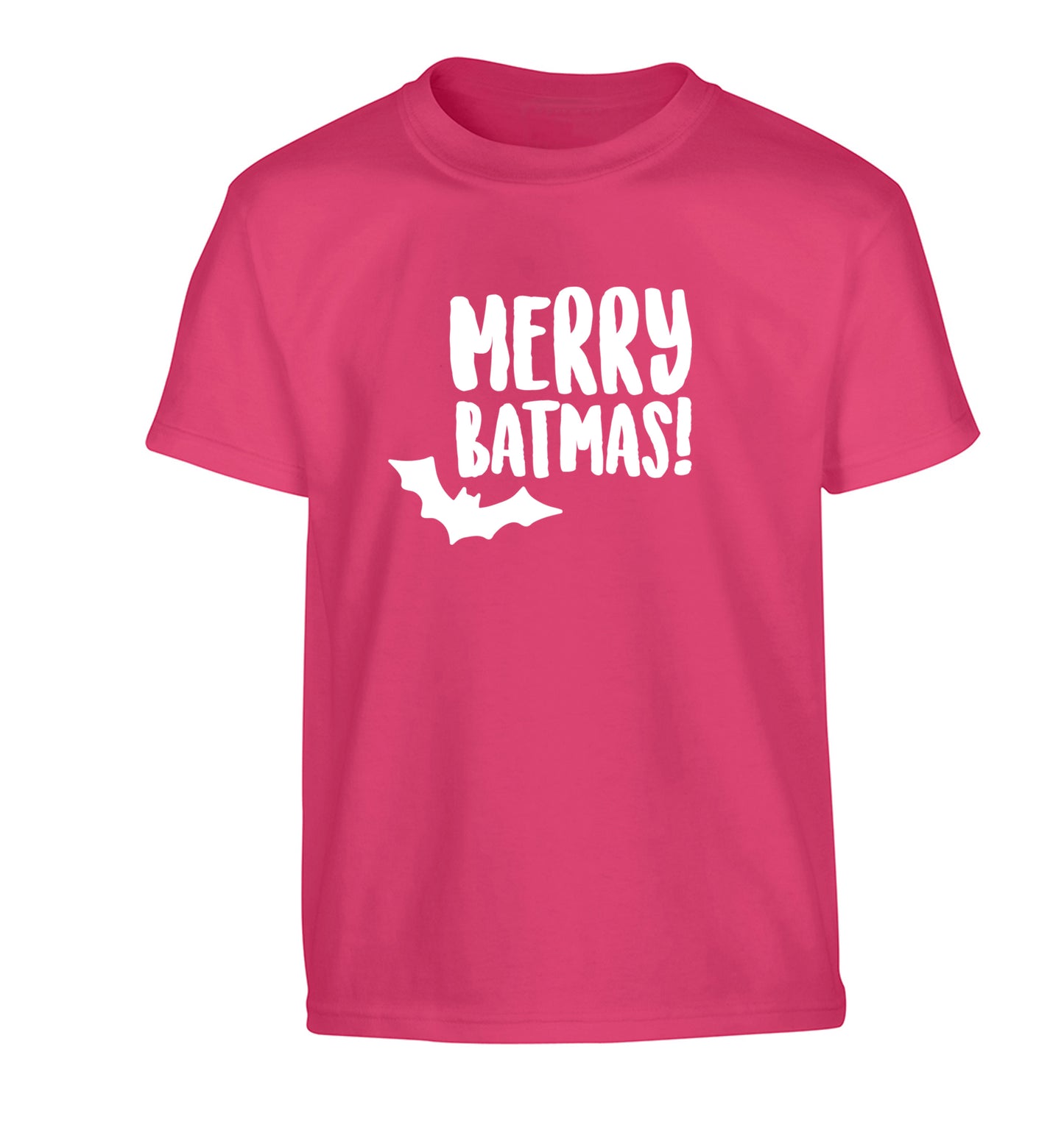Merry Batmas Children's pink Tshirt 12-14 Years