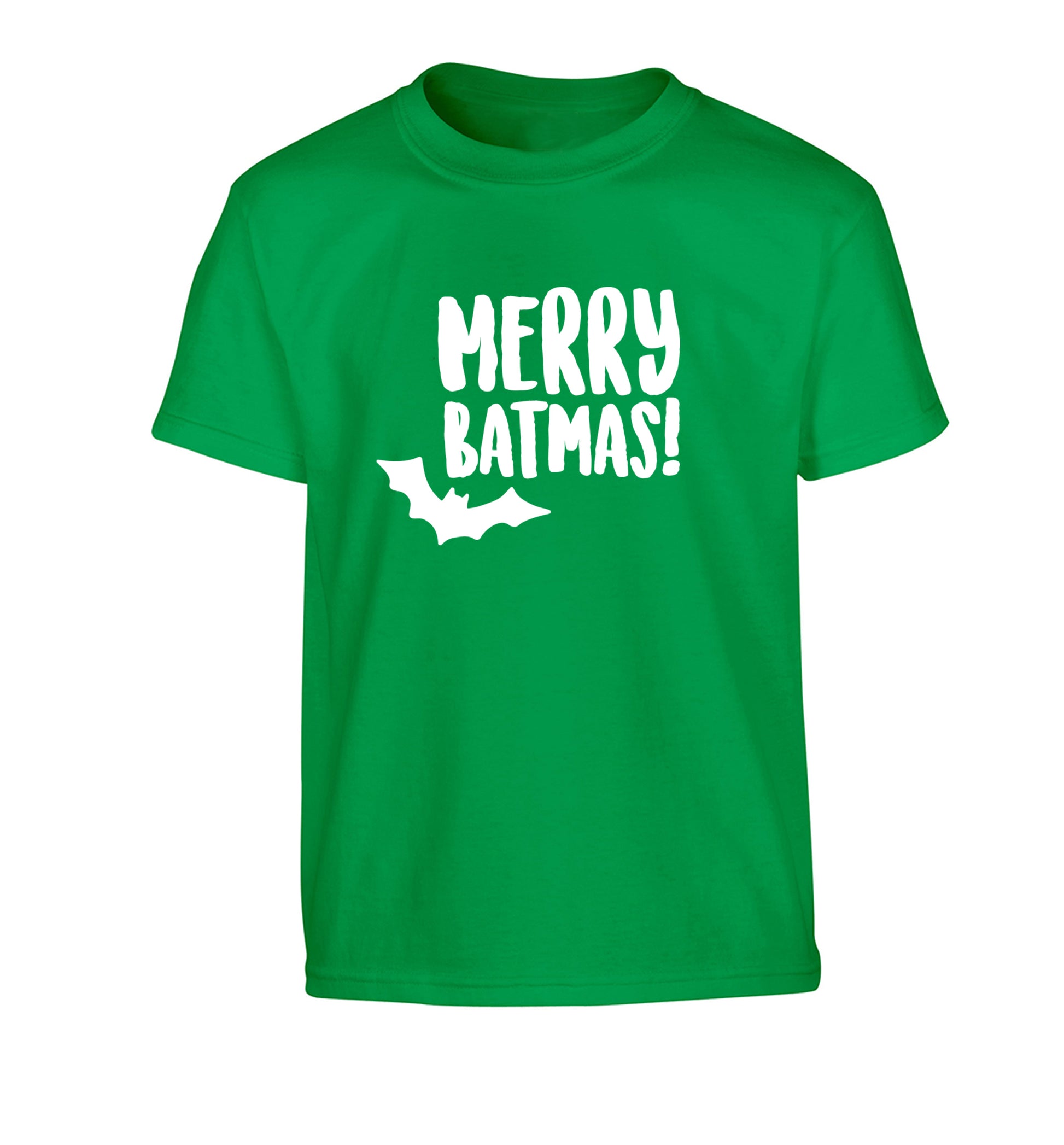 Merry Batmas Children's green Tshirt 12-14 Years