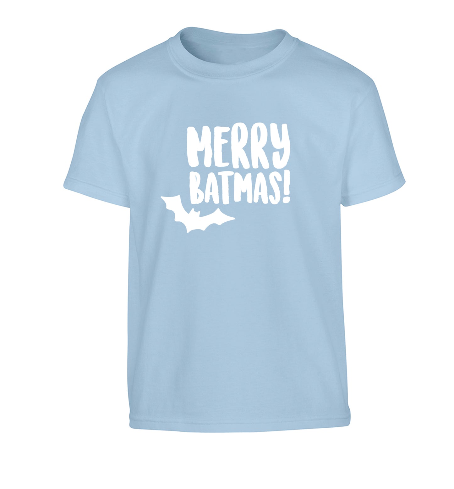 Merry Batmas Children's light blue Tshirt 12-14 Years