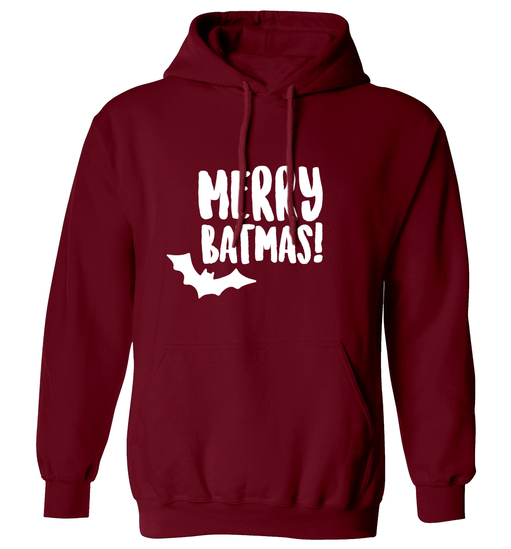 Merry Batmas adults unisex maroon hoodie 2XL