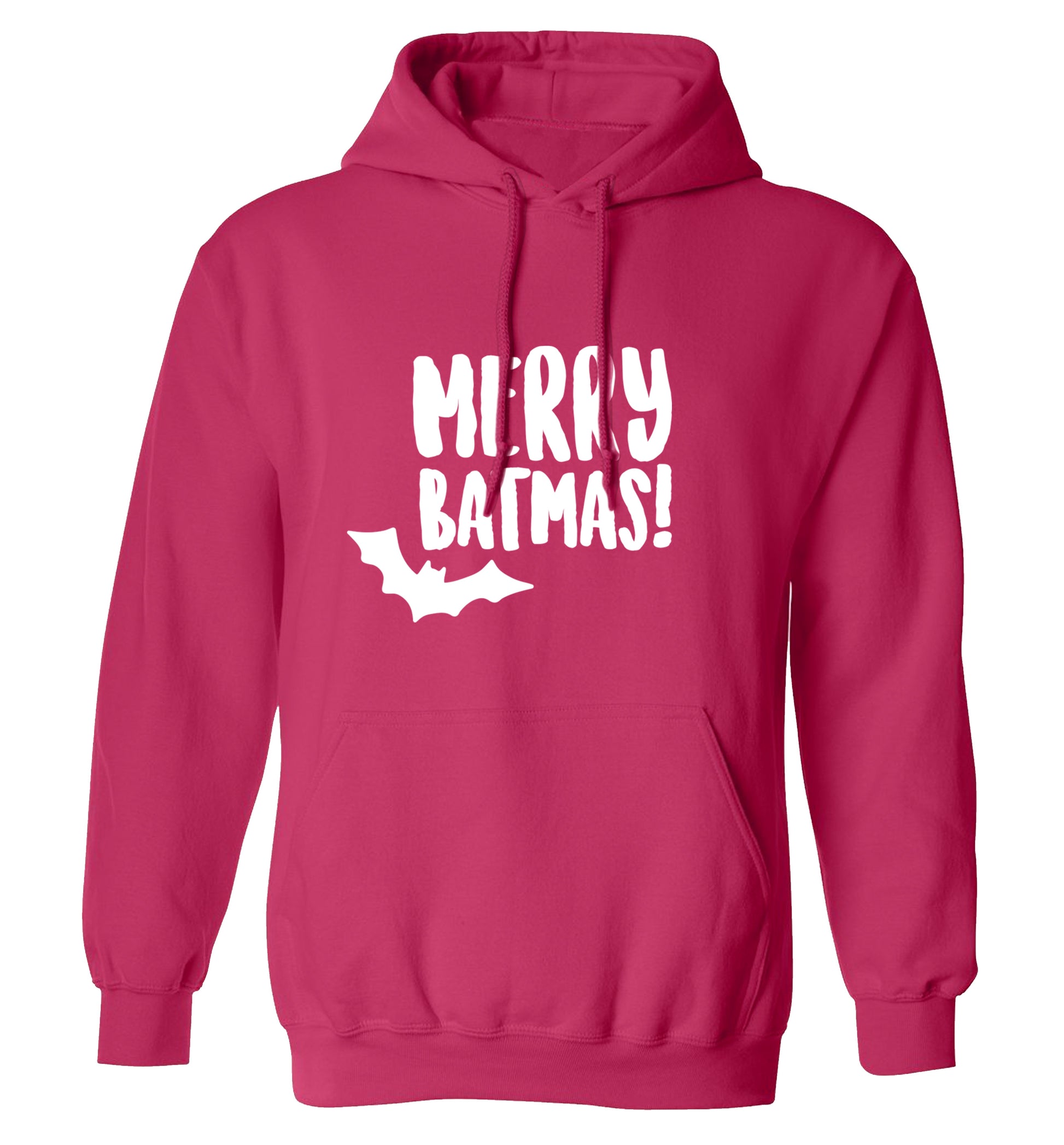 Merry Batmas adults unisex pink hoodie 2XL