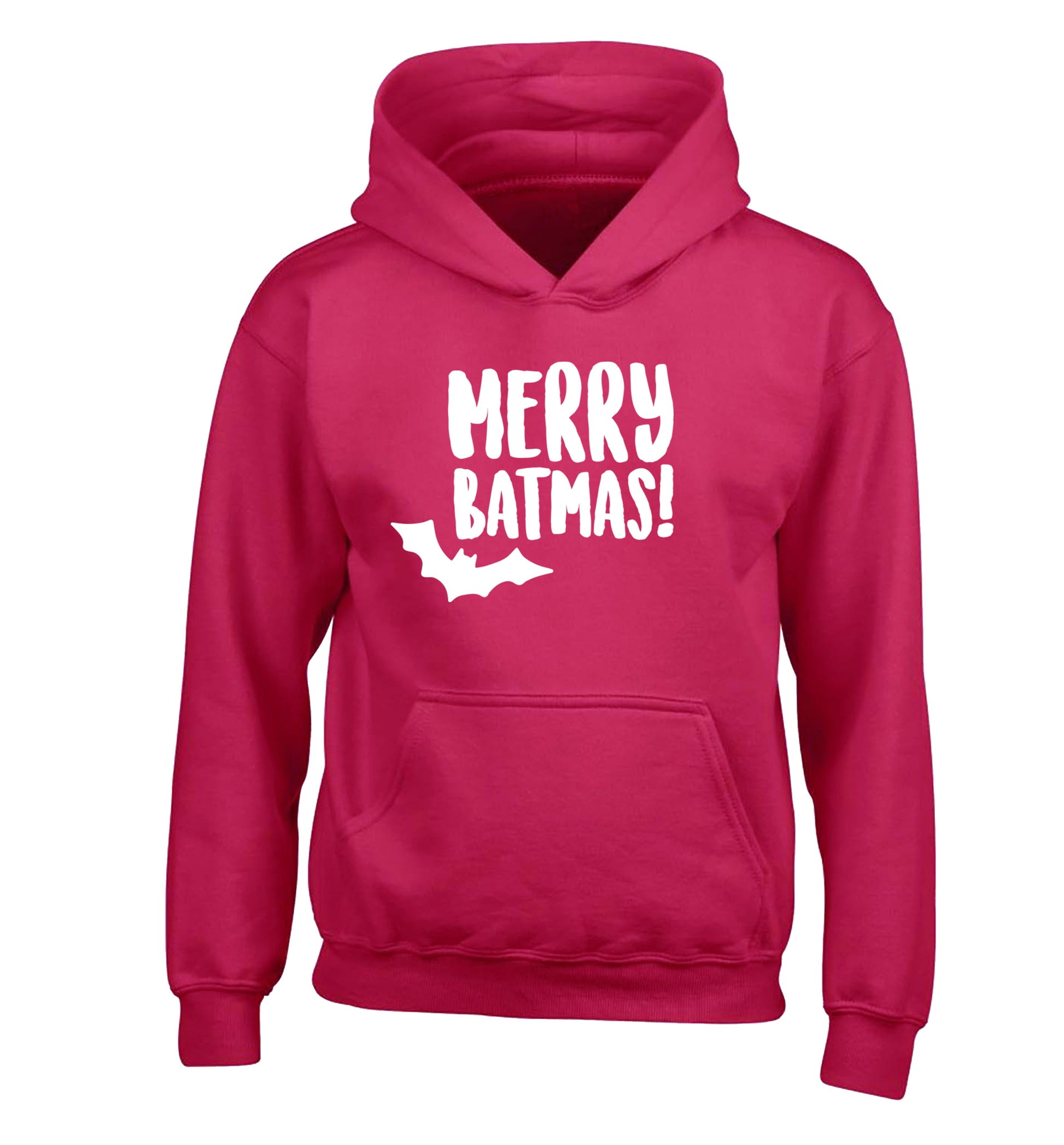 Merry Batmas children's pink hoodie 12-14 Years