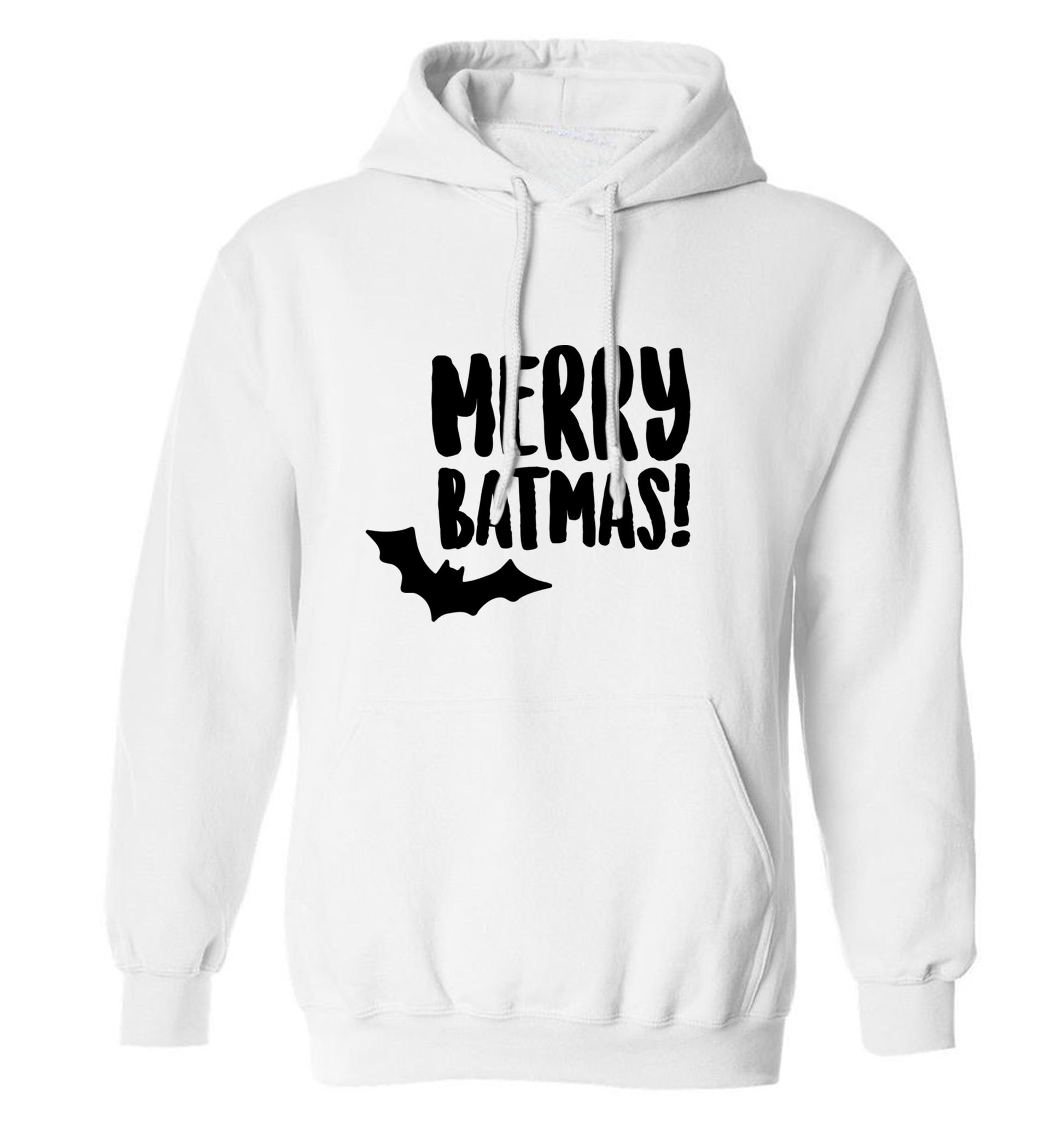 Merry Batmas adults unisex white hoodie 2XL