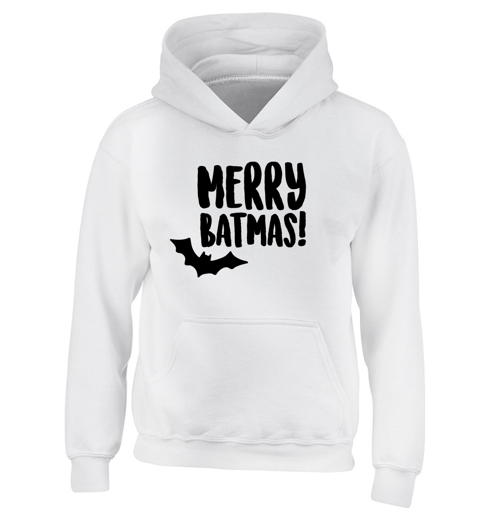 Merry Batmas children's white hoodie 12-14 Years