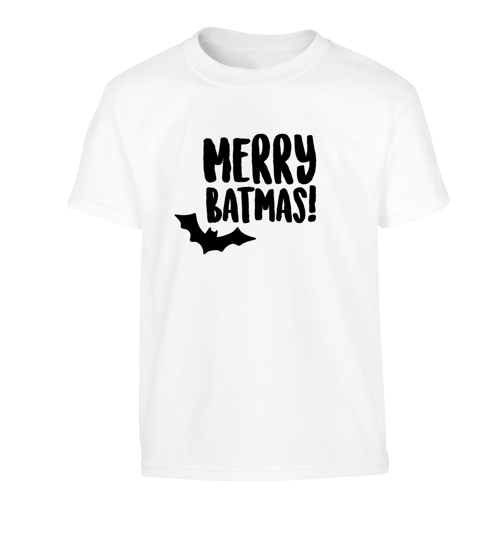 Merry Batmas Children's white Tshirt 12-14 Years