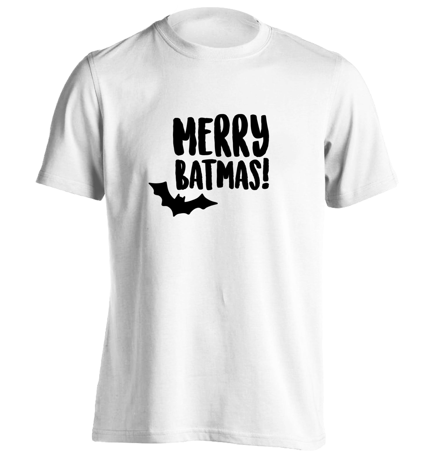Merry Batmas adults unisex white Tshirt 2XL