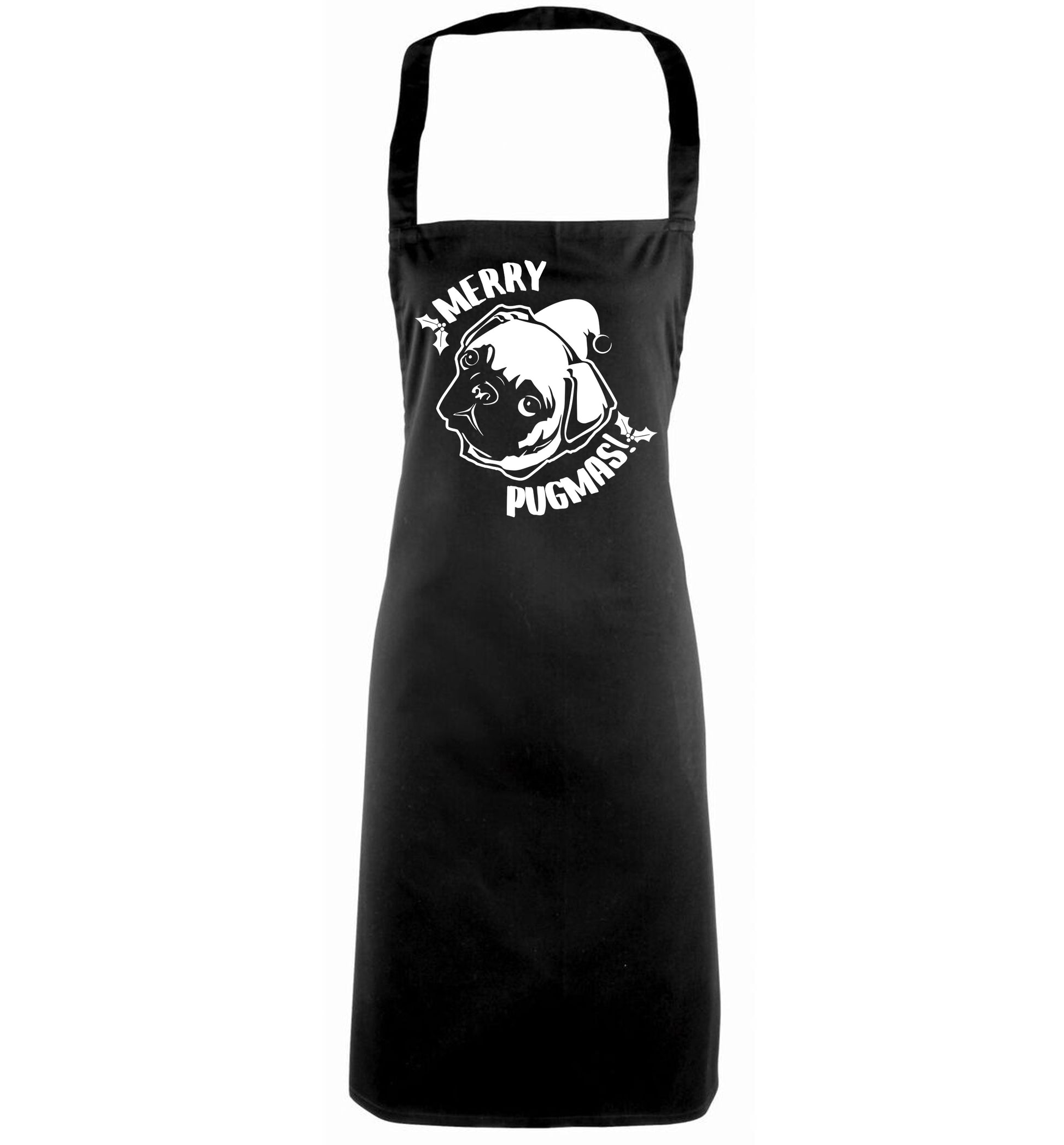 Merry Pugmas black apron
