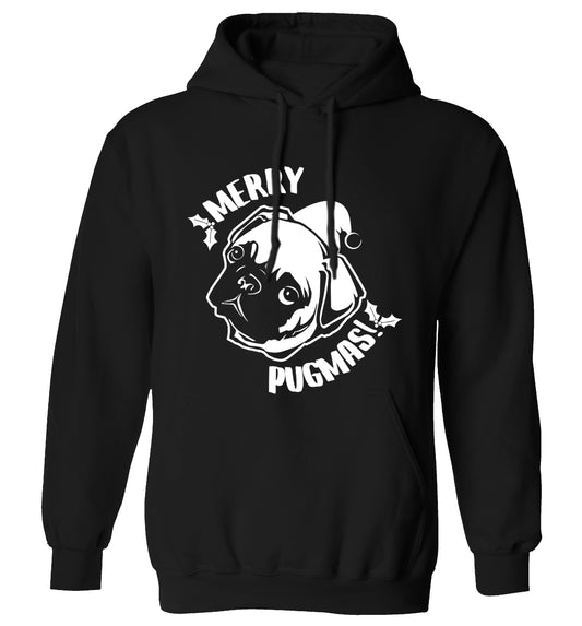 Merry Pugmas adults unisex black hoodie 2XL
