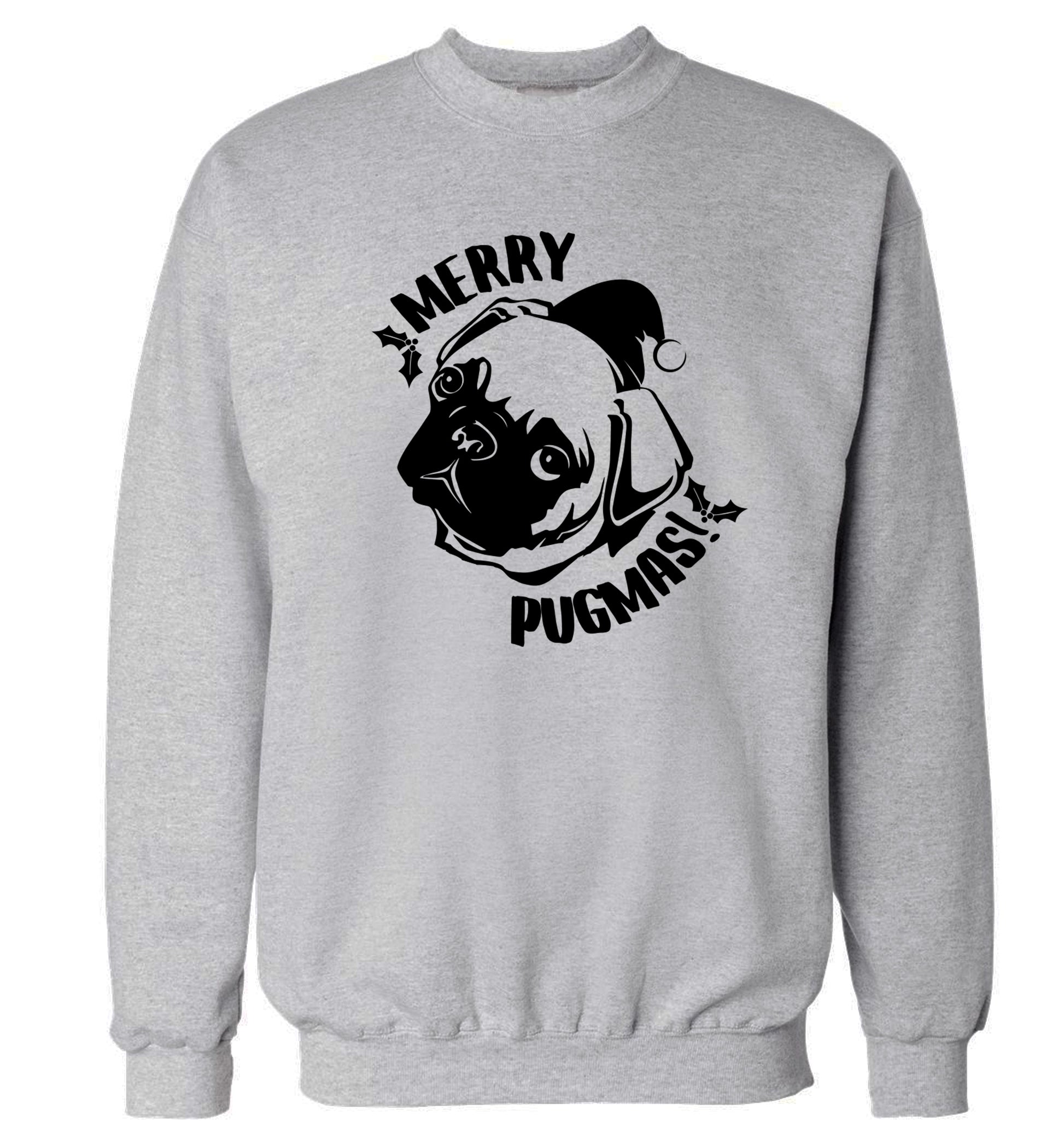 Merry Pugmas Adult's unisex grey Sweater 2XL