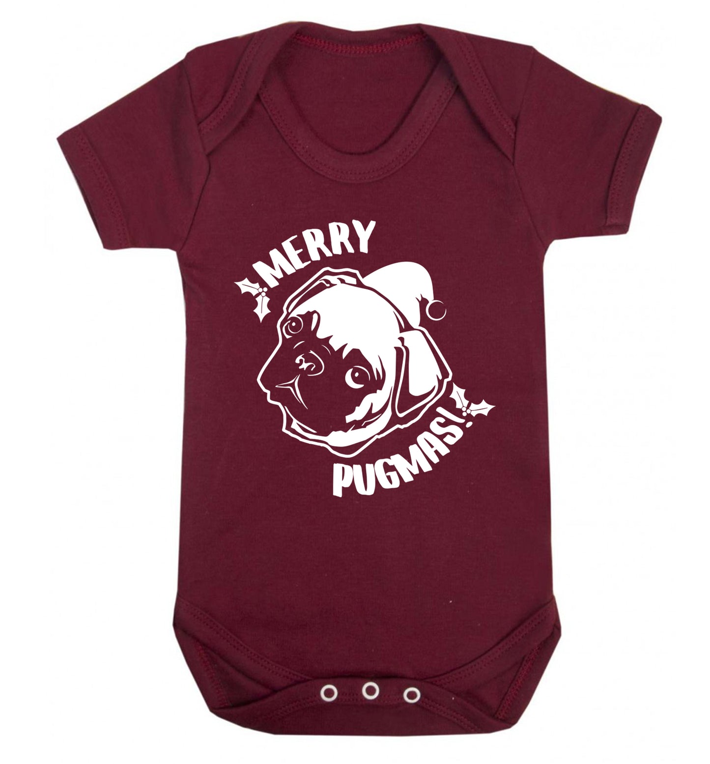 Merry Pugmas Baby Vest maroon 18-24 months