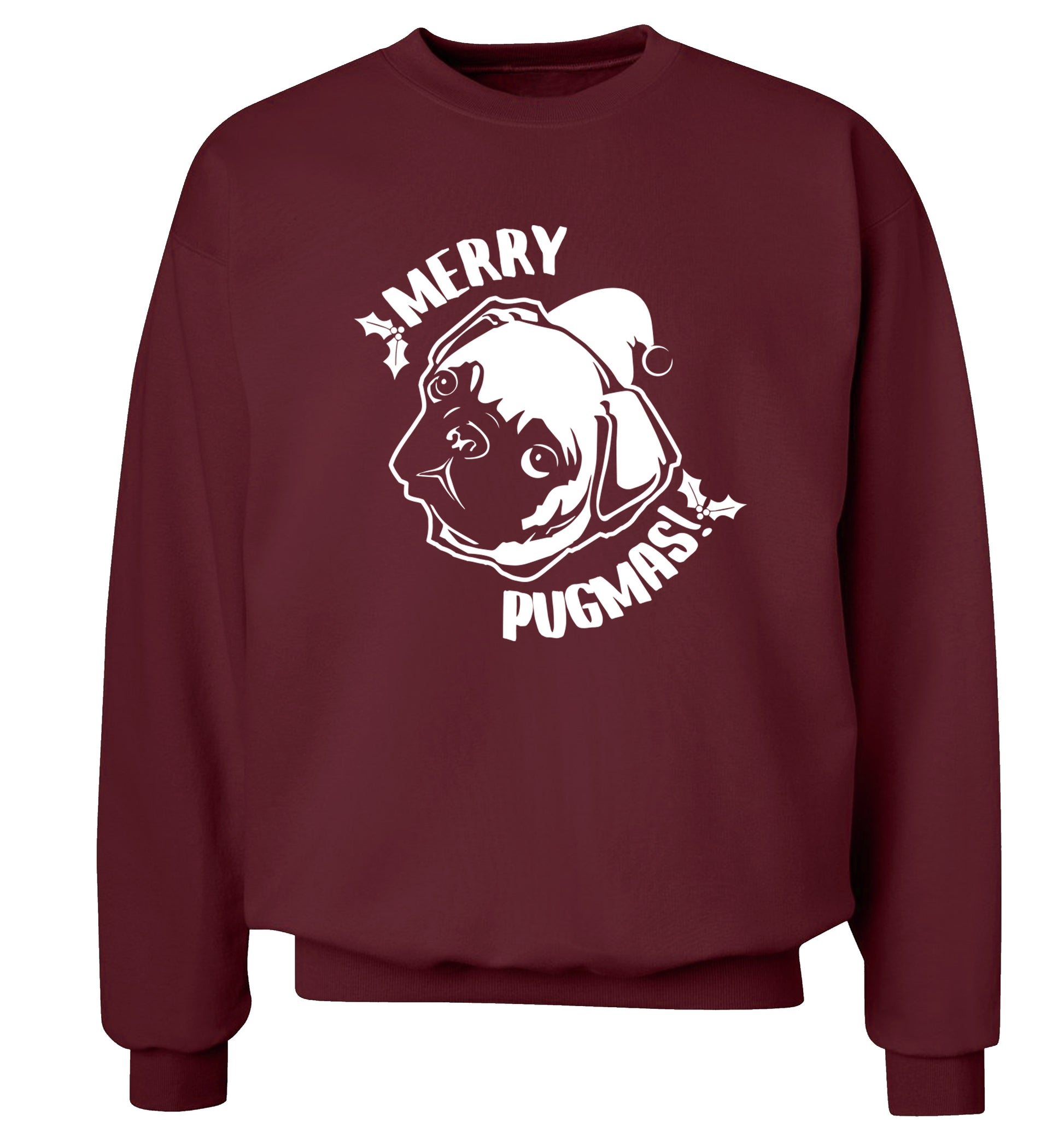 Merry Pugmas Adult's unisex maroon Sweater 2XL