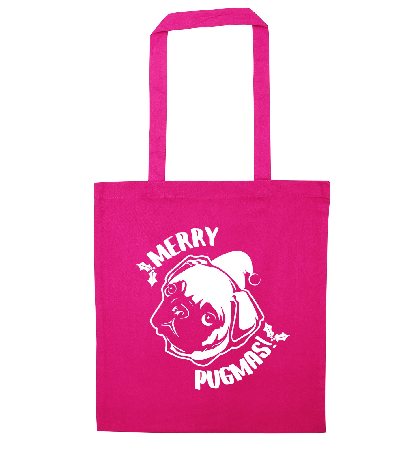 Merry Pugmas pink tote bag