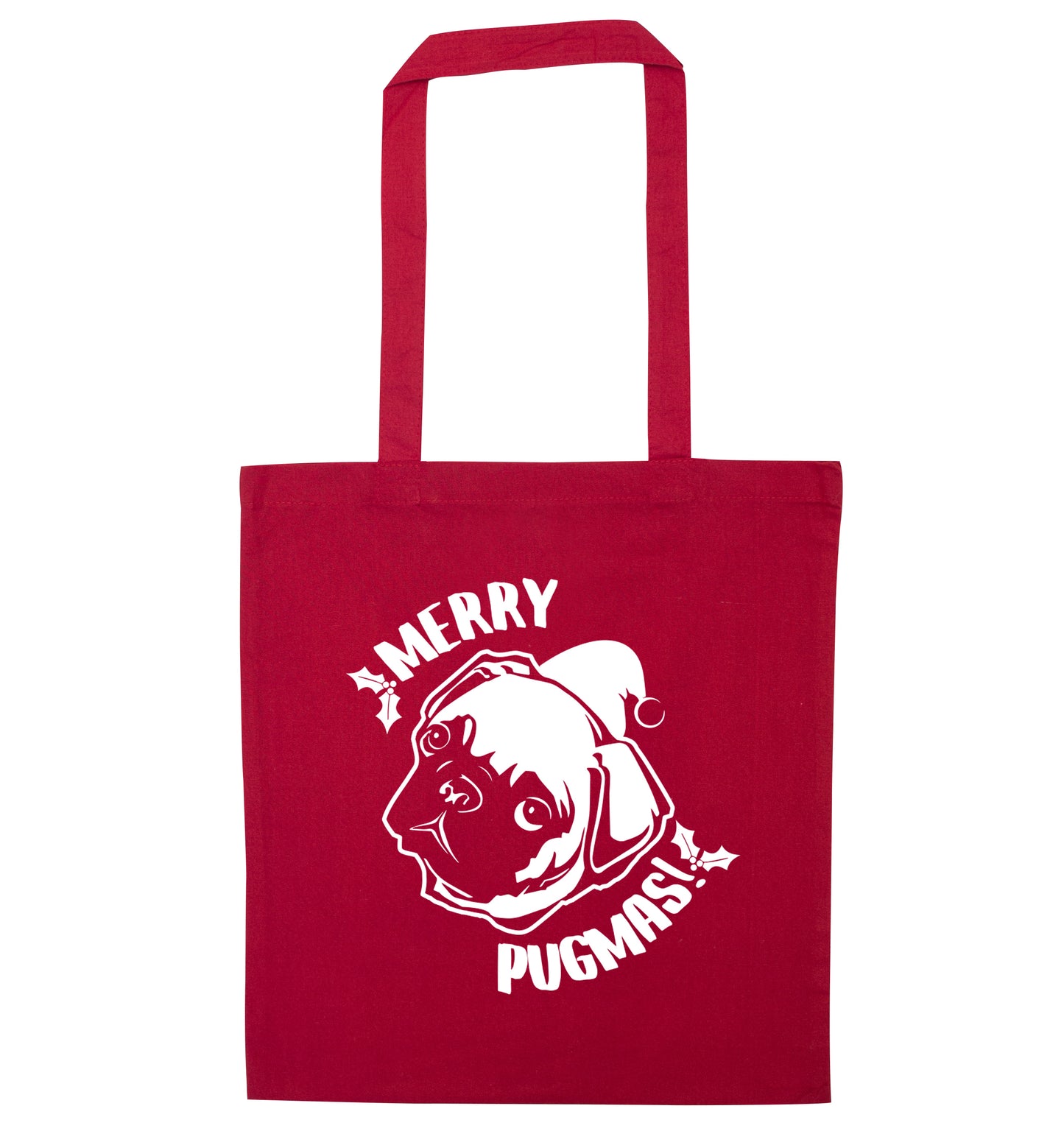 Merry Pugmas red tote bag