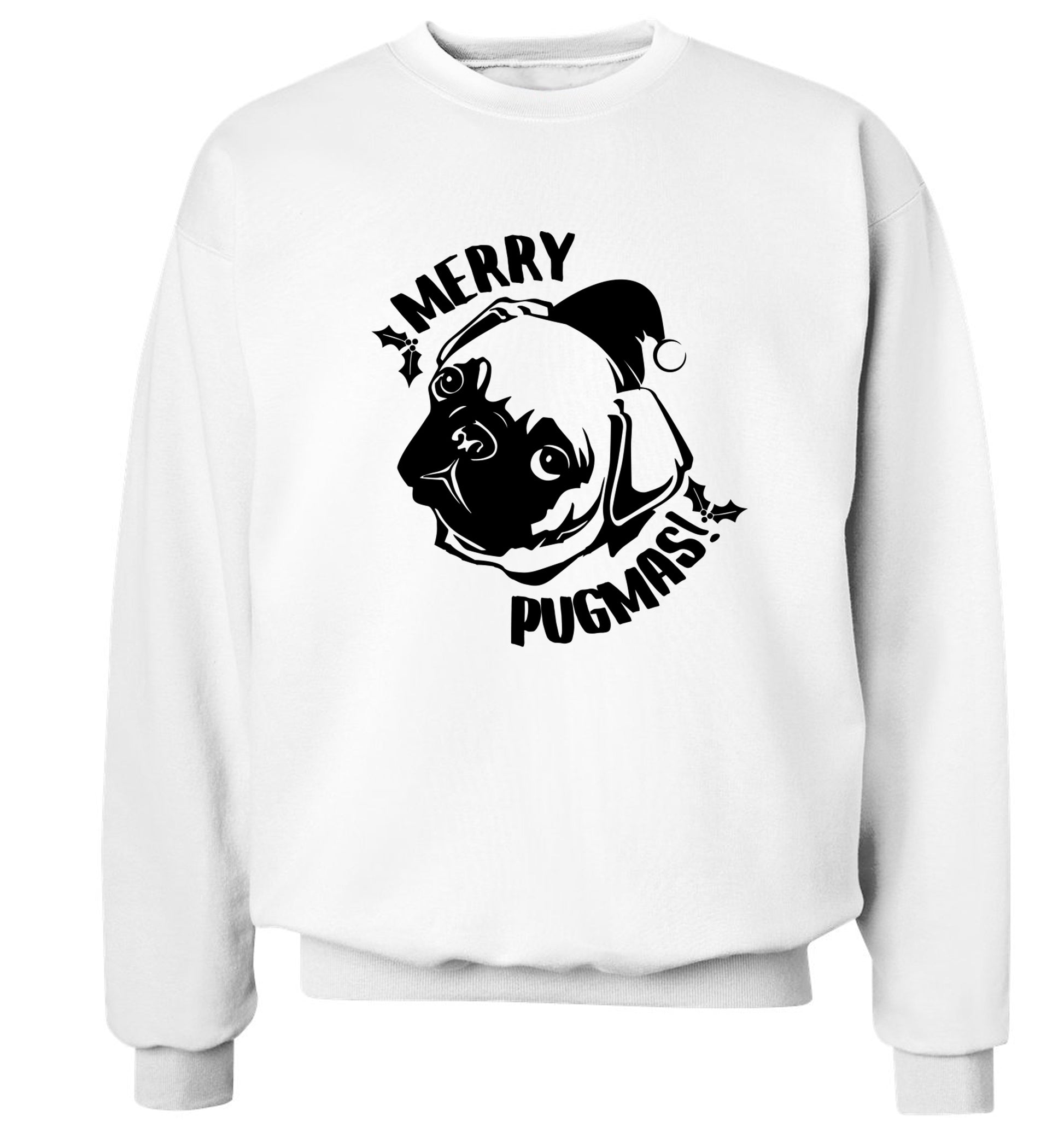 Merry Pugmas Adult's unisex white Sweater 2XL
