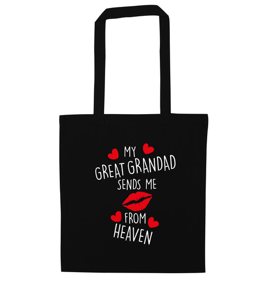My great grandad sends me kisses from heaven black tote bag