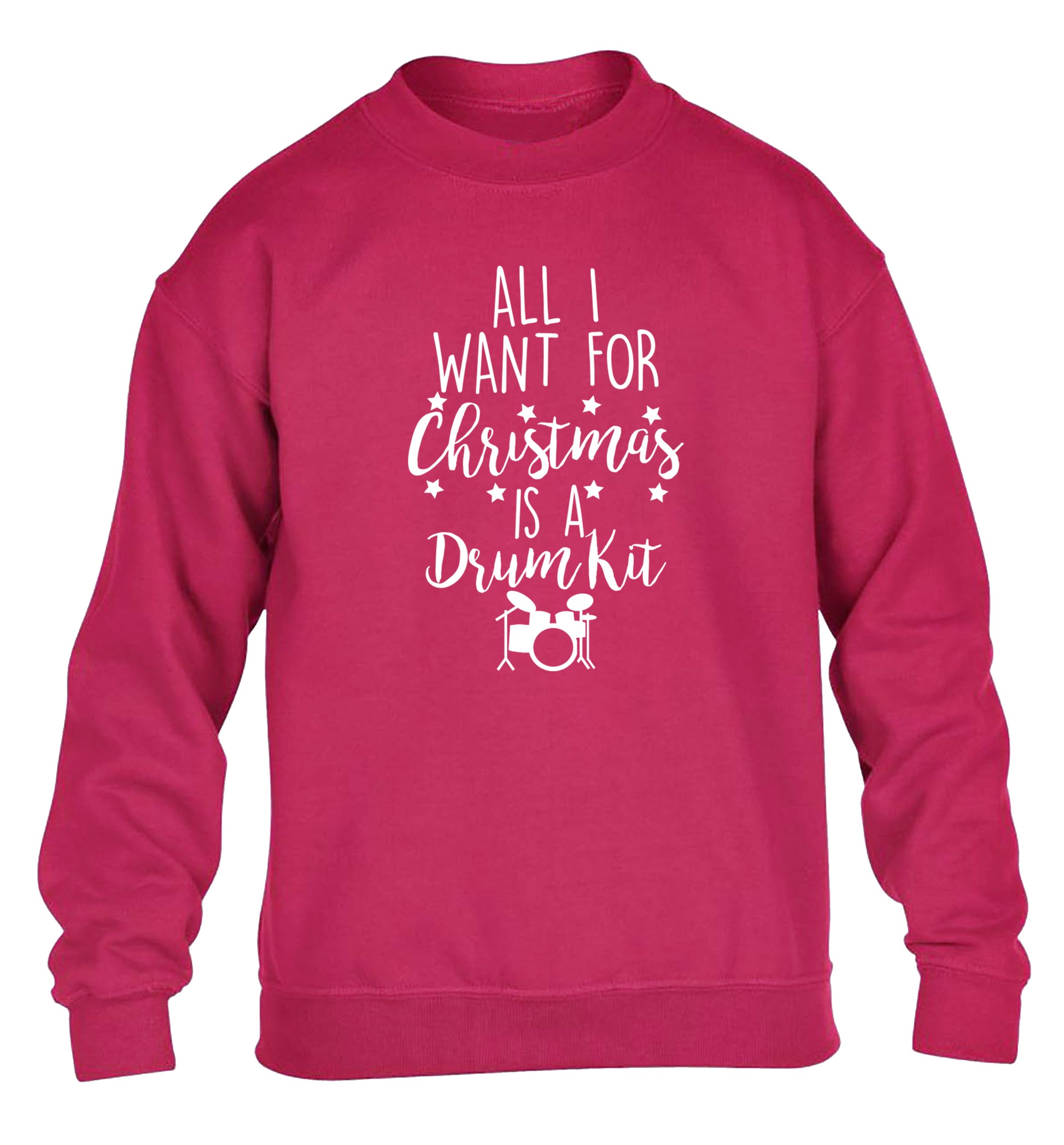 All I want for Christmas is a drum kit! children's pink sweater 12-14 Years
