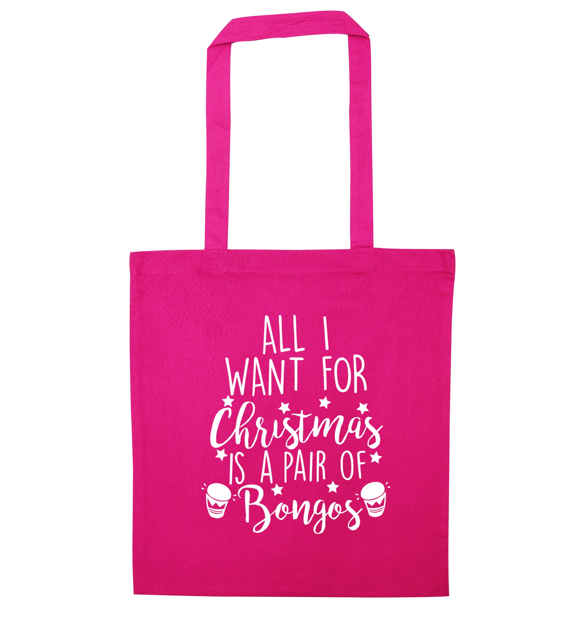 All I want for Christmas is a pair of bongos! pink tote bag