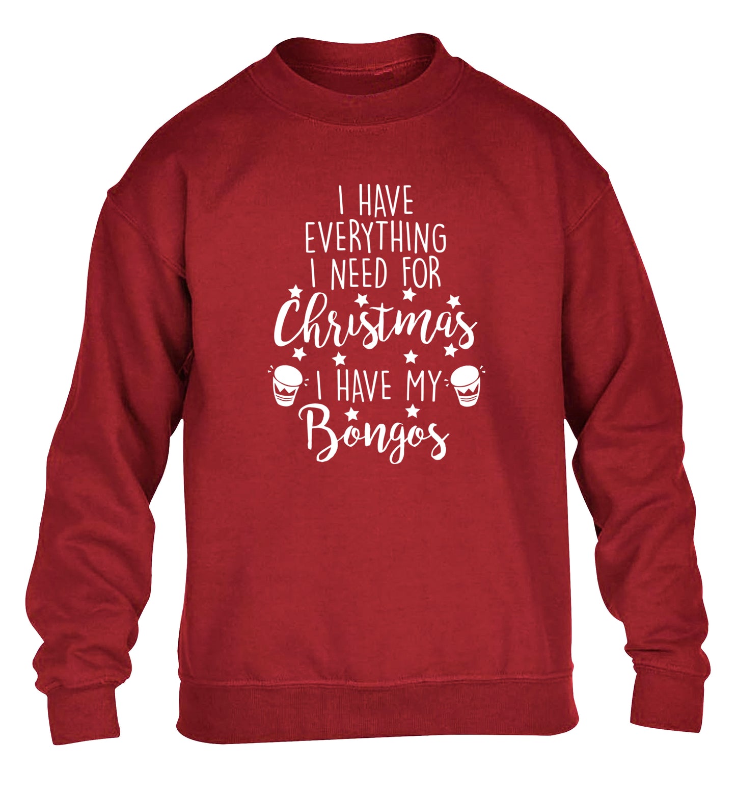 I have everything I need for Christmas I have my bongos! children's grey sweater 12-14 Years