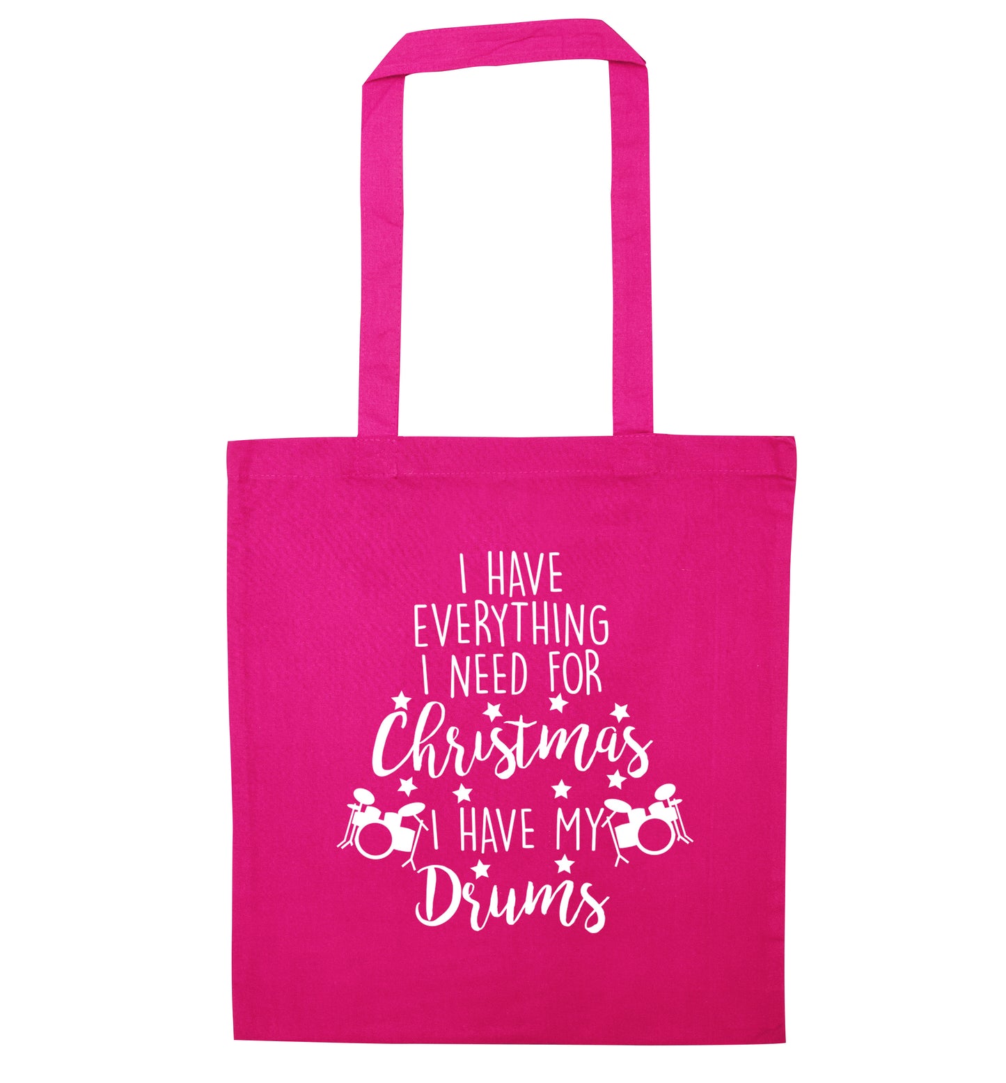 I have everything I need for Christmas I have my drums! pink tote bag