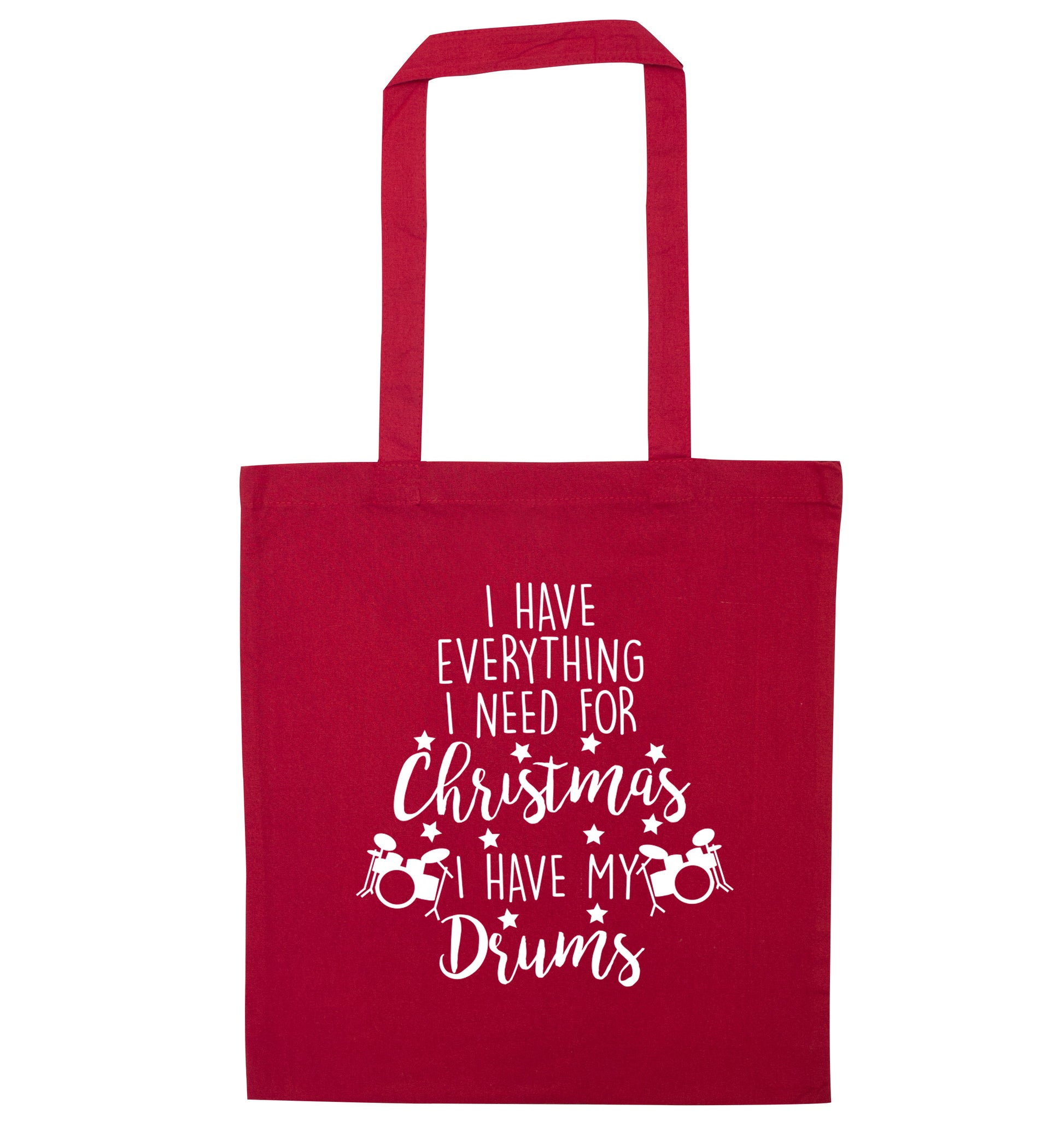 I have everything I need for Christmas I have my drums! red tote bag