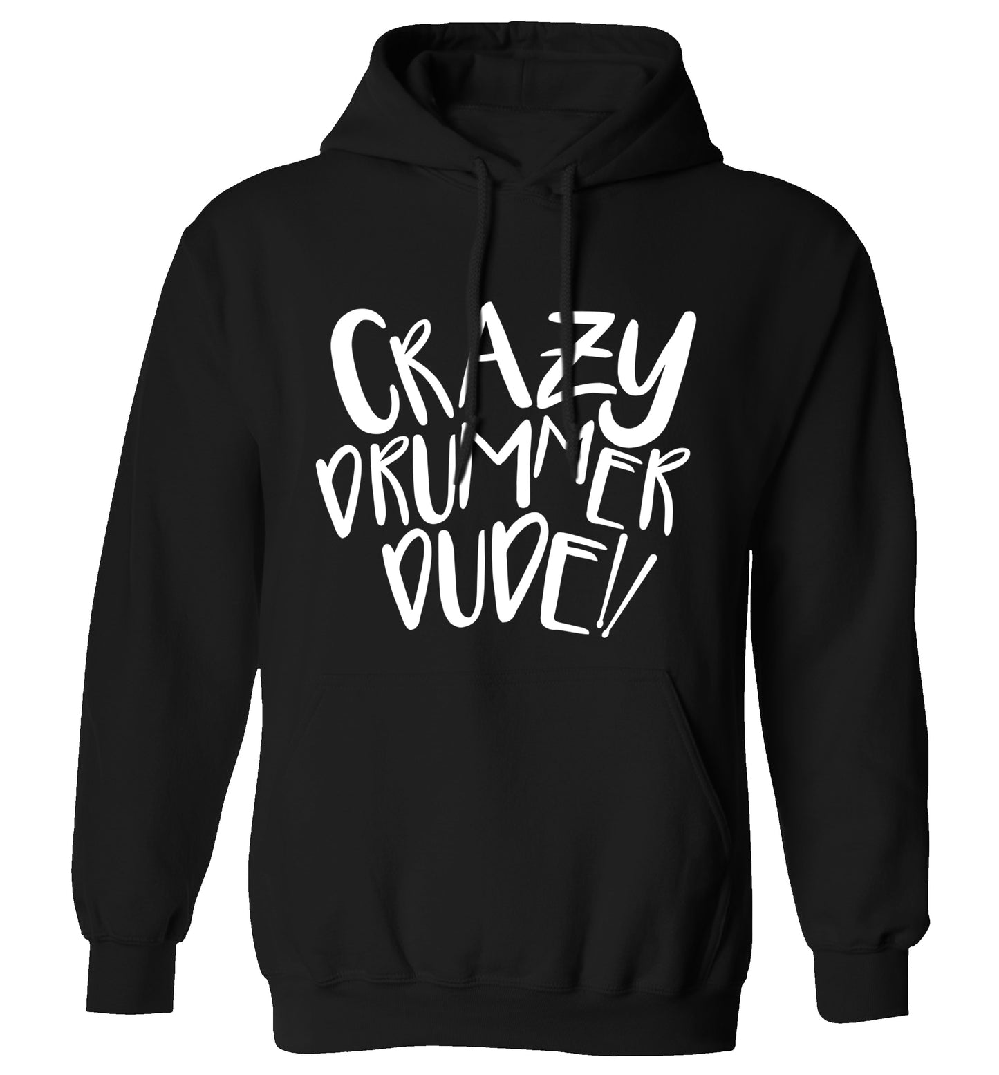 Crazy drummer dude adults unisex black hoodie 2XL