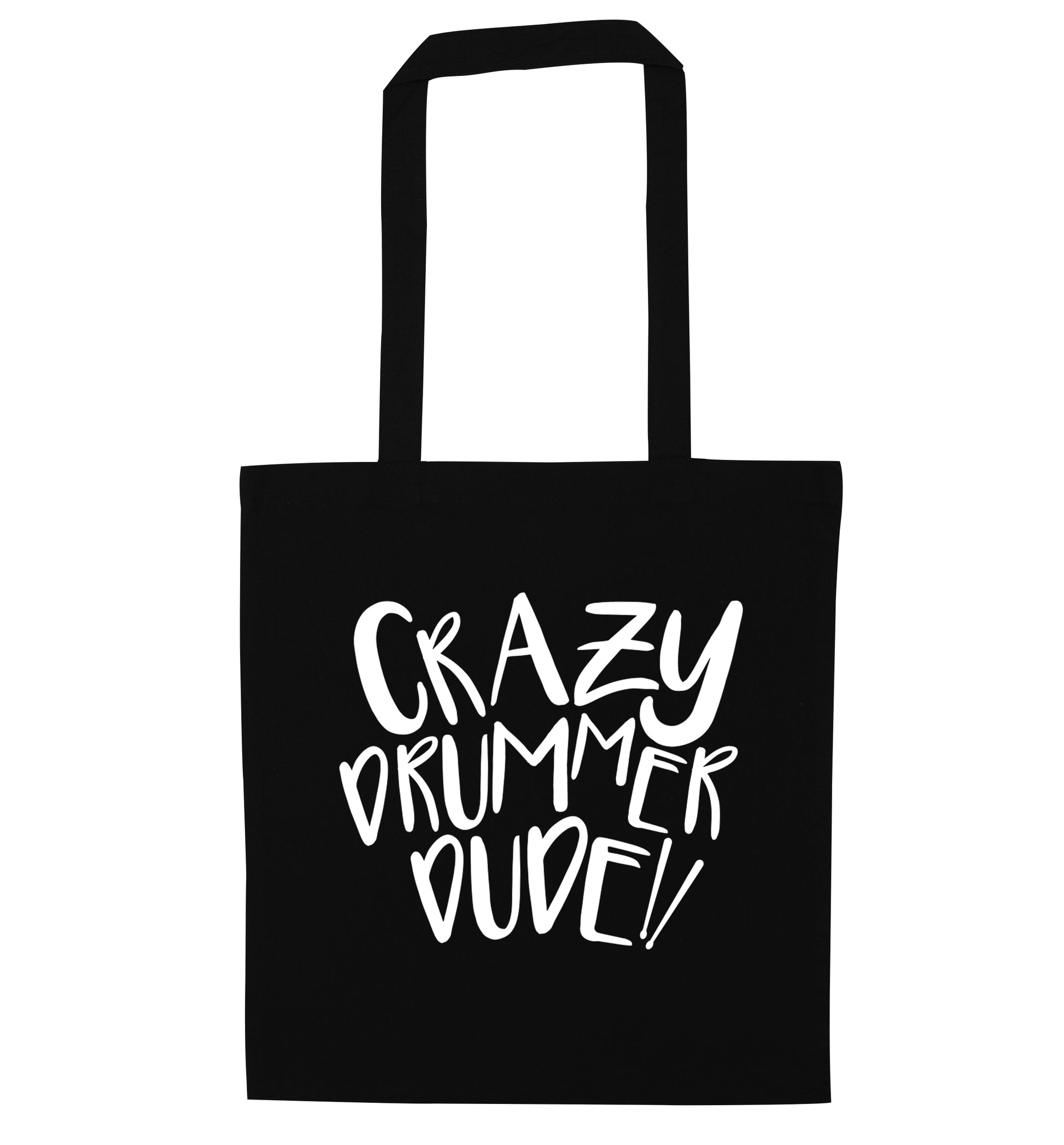 Crazy drummer dude black tote bag