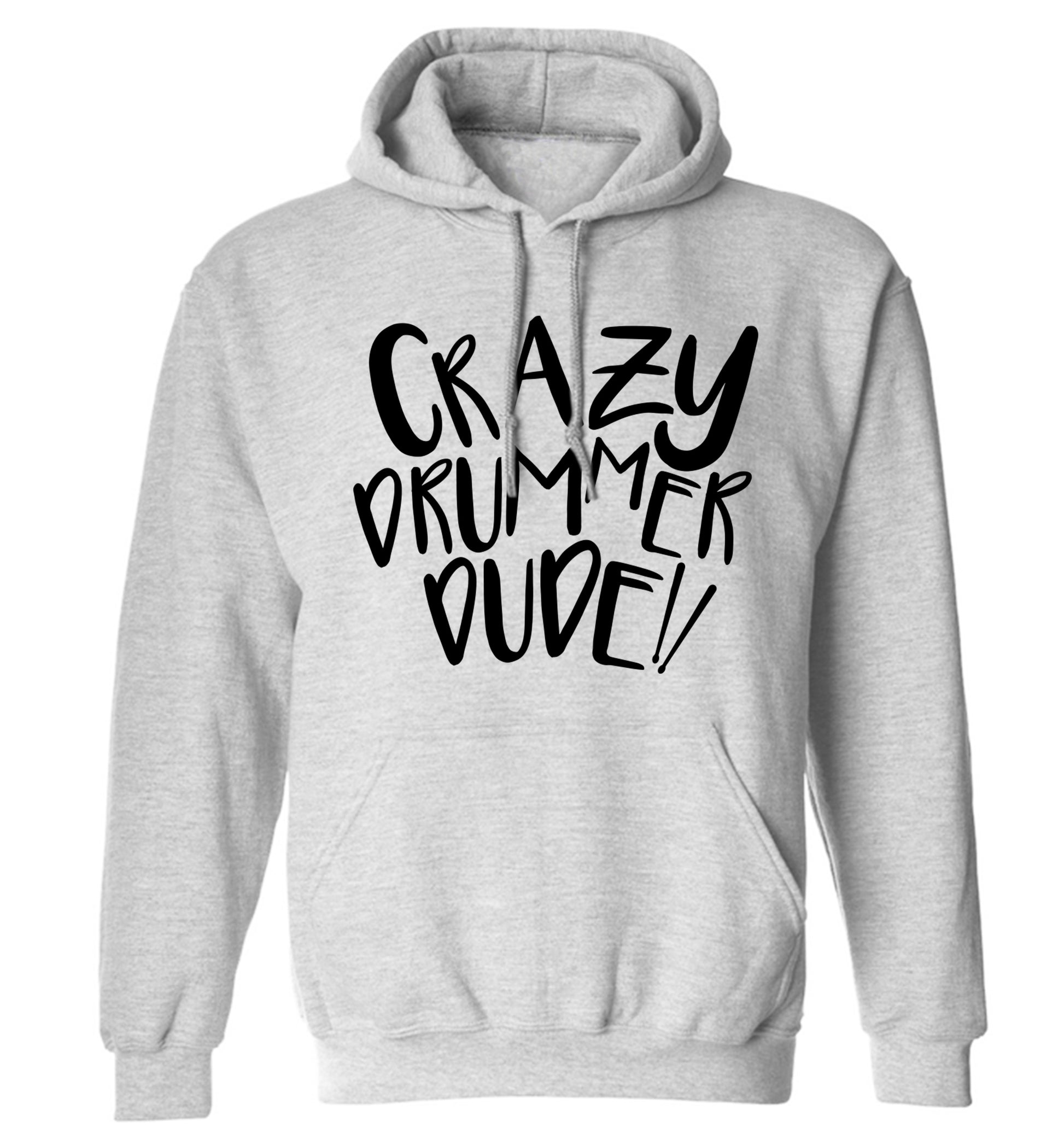 Crazy drummer dude adults unisex grey hoodie 2XL