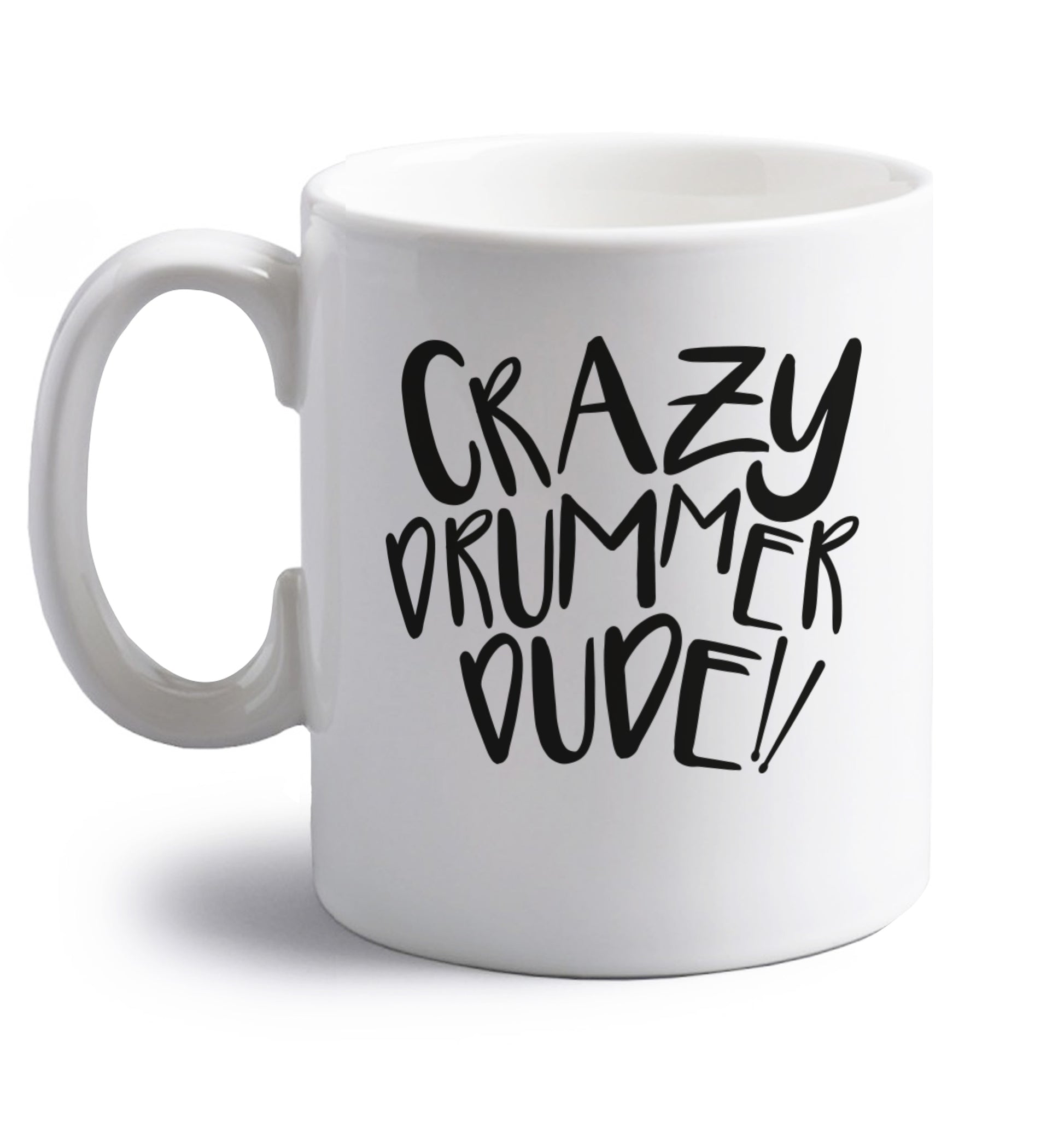Crazy drummer dude right handed white ceramic mug 