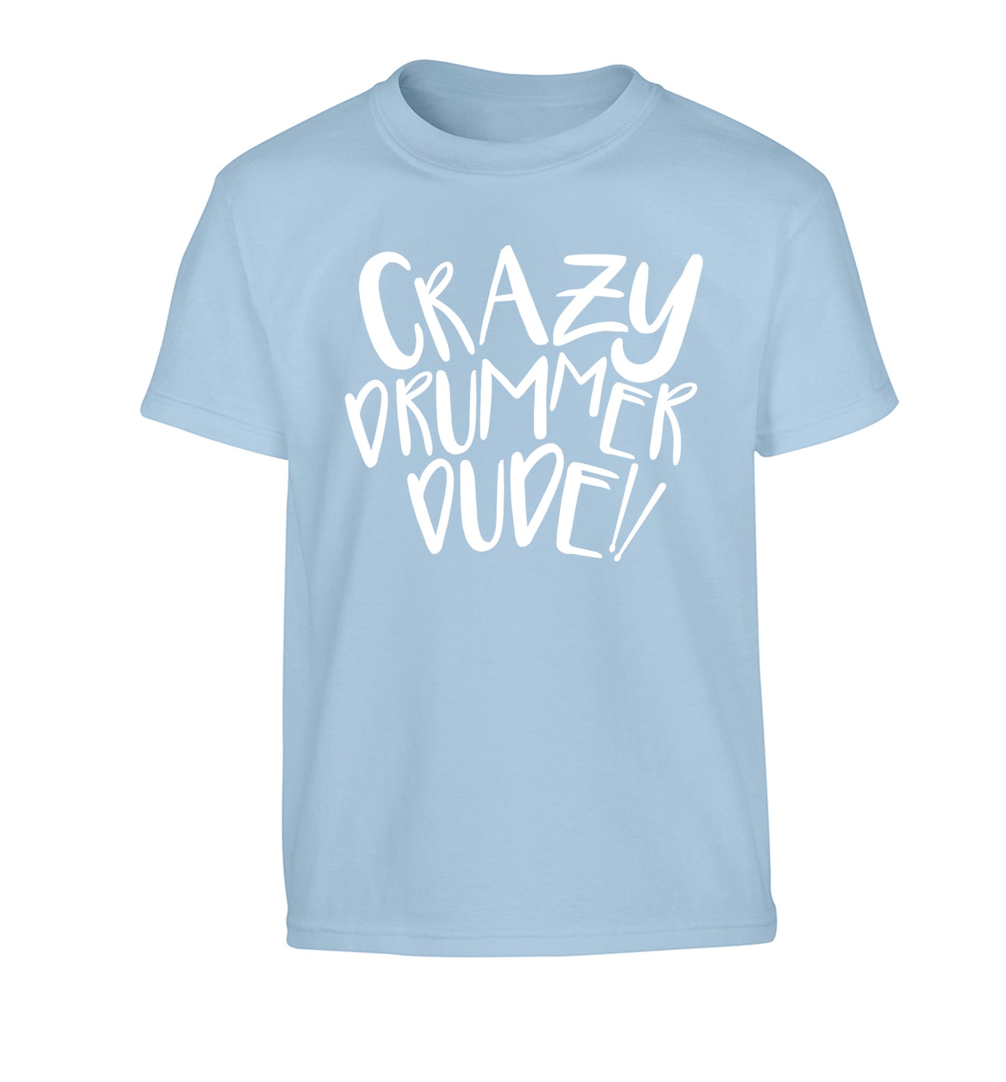 Crazy drummer dude Children's light blue Tshirt 12-14 Years