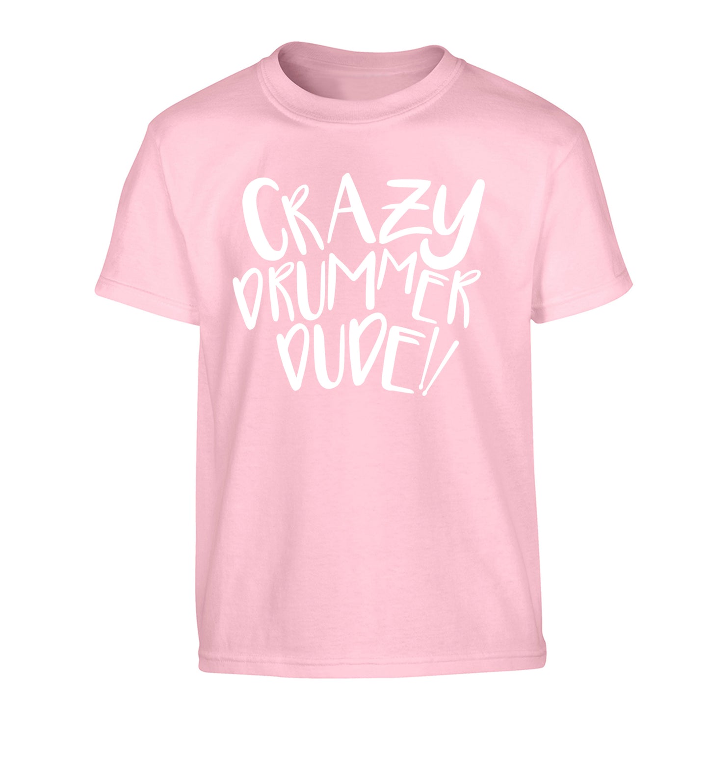 Crazy drummer dude Children's light pink Tshirt 12-14 Years