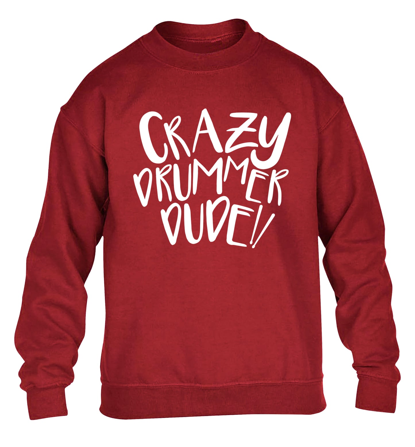 Crazy drummer dude children's grey sweater 12-14 Years