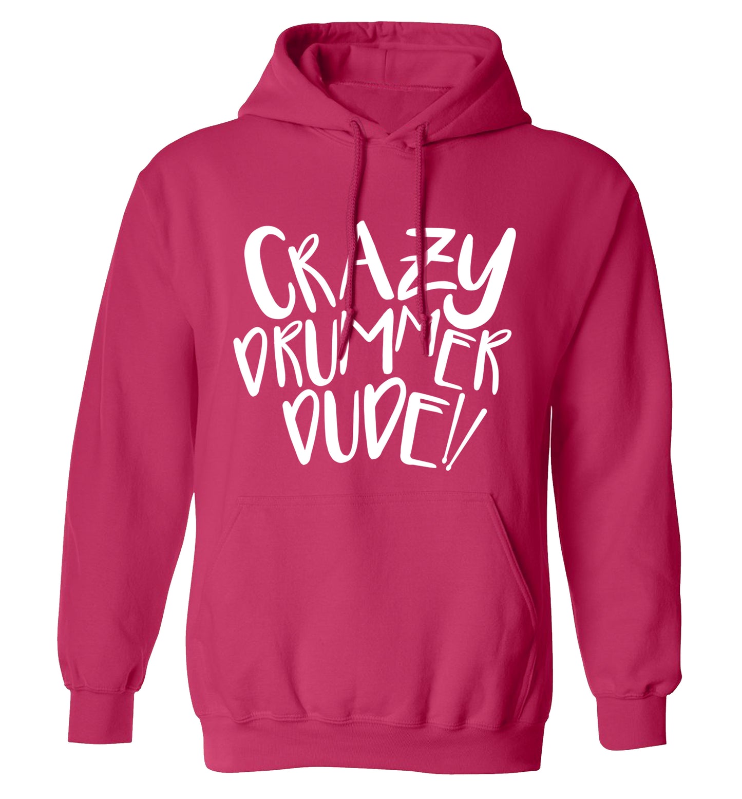 Crazy drummer dude adults unisex pink hoodie 2XL