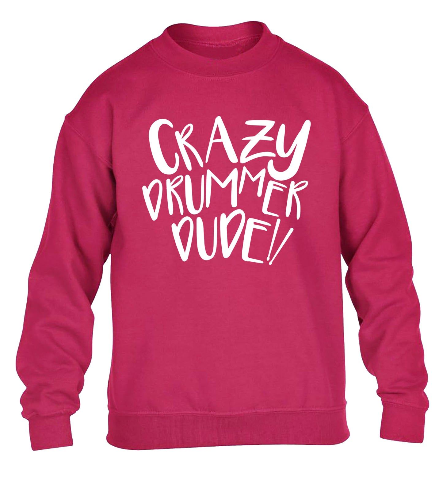 Crazy drummer dude children's pink sweater 12-14 Years