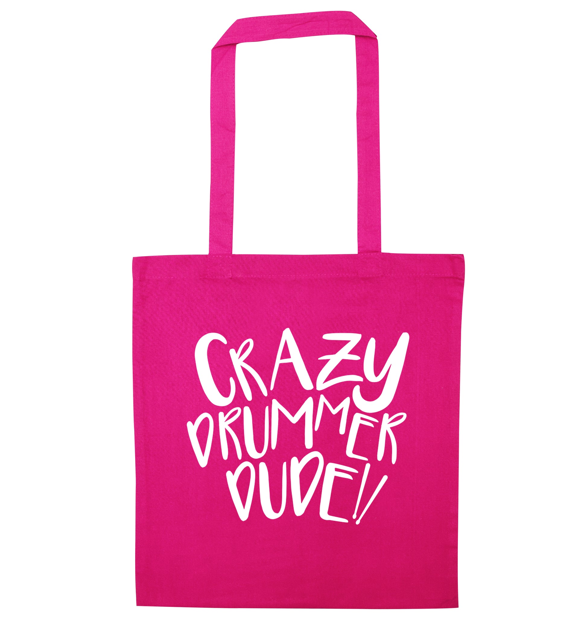 Crazy drummer dude pink tote bag
