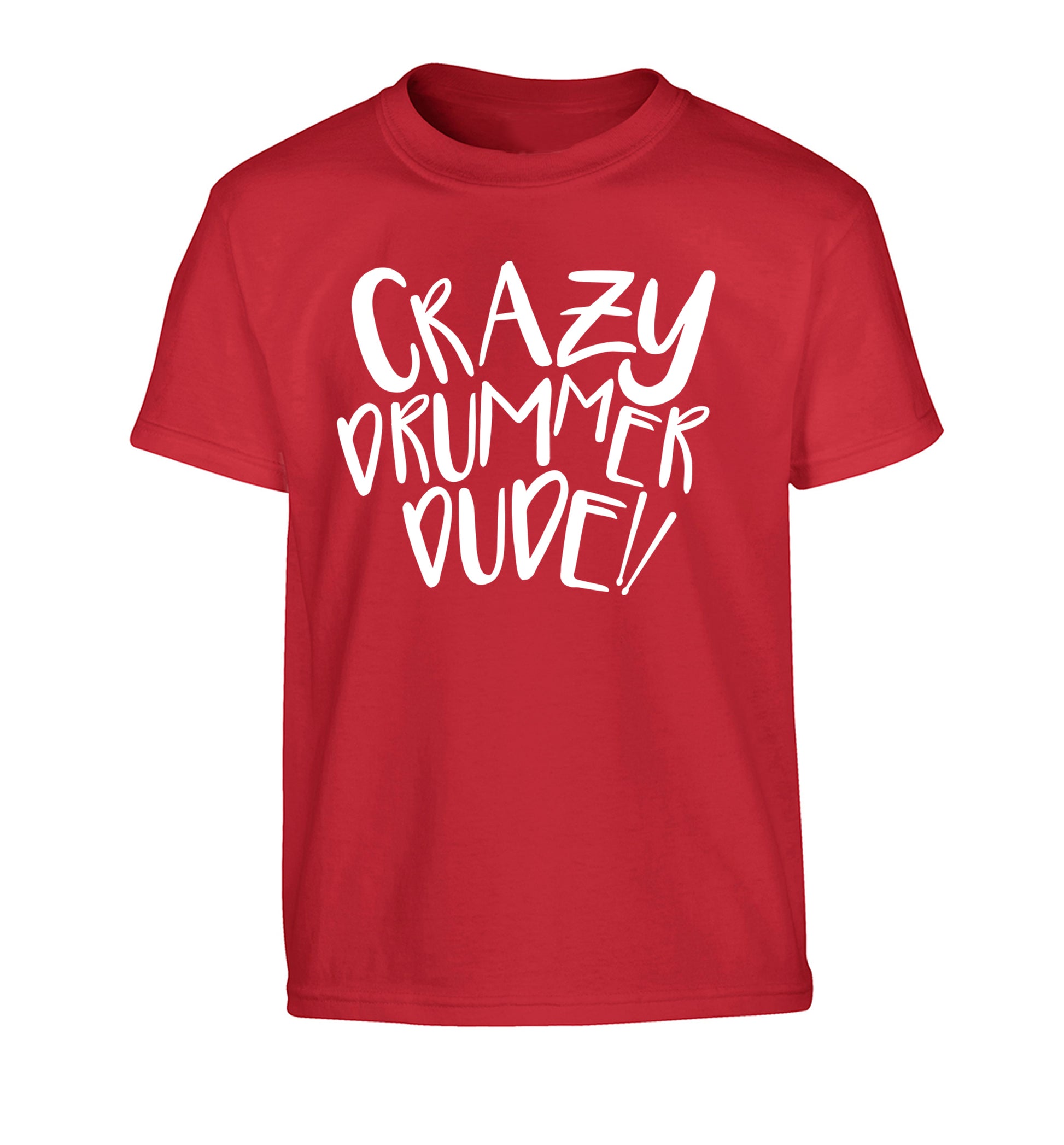 Crazy drummer dude Children's red Tshirt 12-14 Years