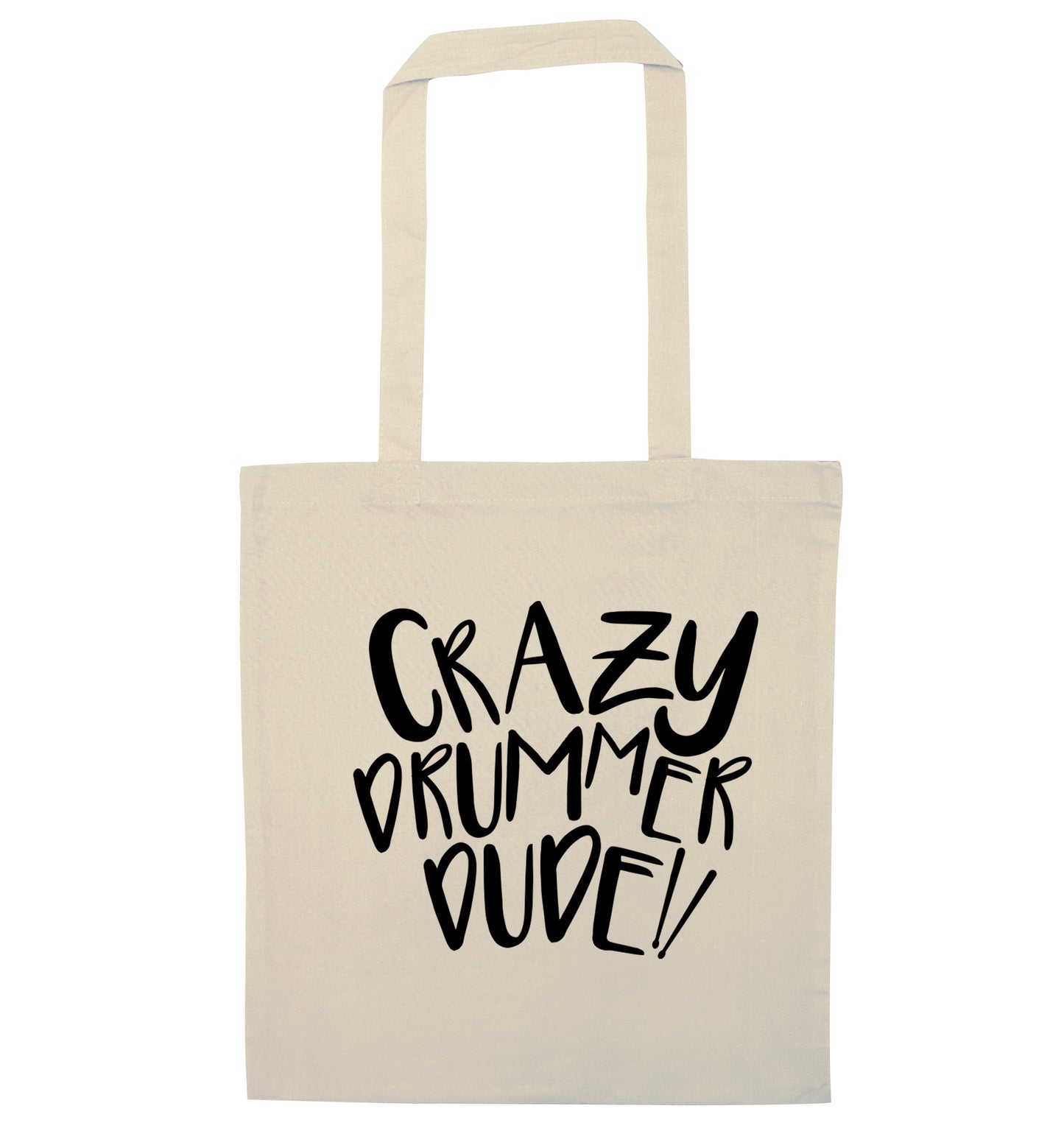 Crazy drummer dude natural tote bag