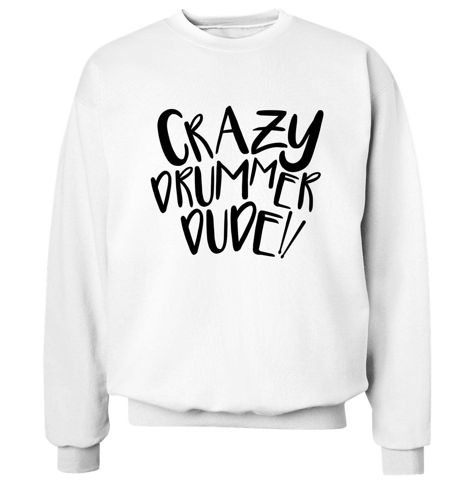 Crazy drummer dude Adult's unisex white Sweater 2XL