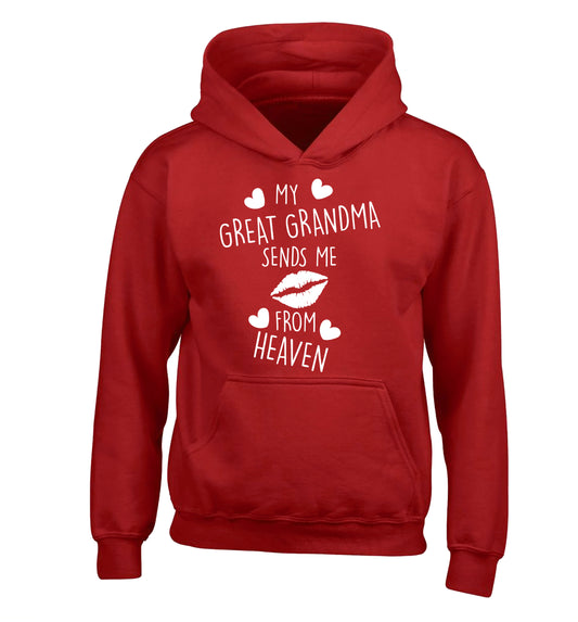My great grandma sends me kisses from heaven children's red hoodie 12-14 Years