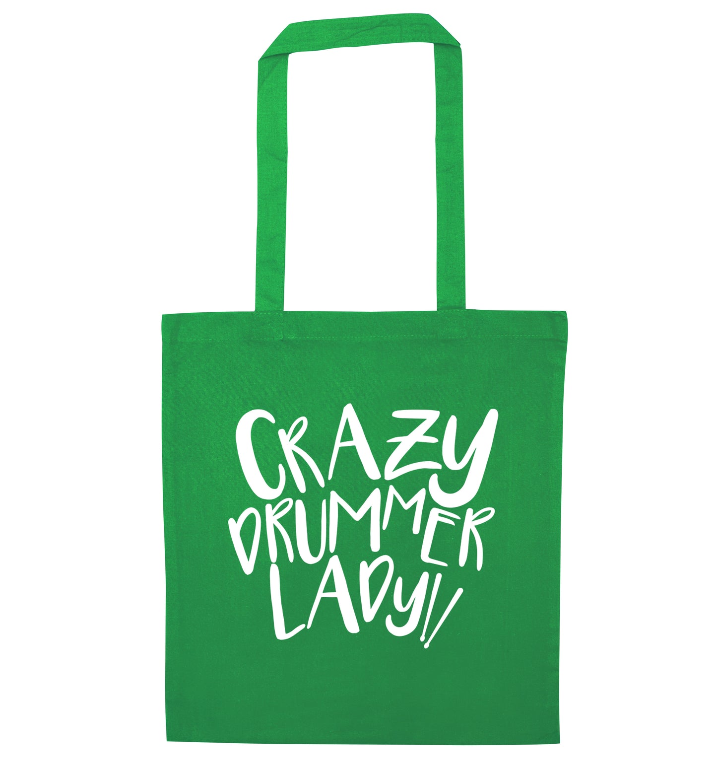 Crazy drummer lady green tote bag