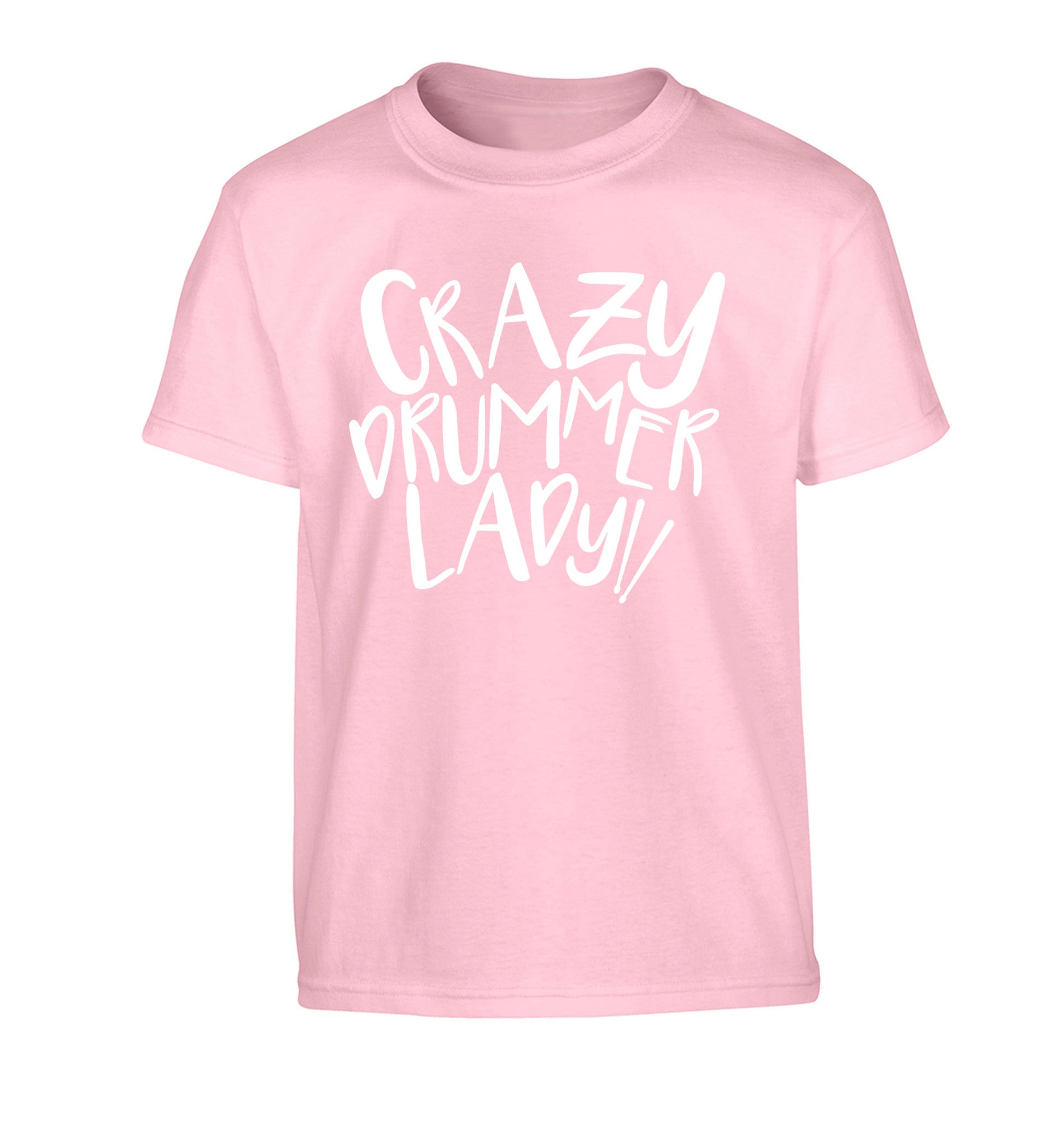 Crazy drummer lady Children's light pink Tshirt 12-14 Years