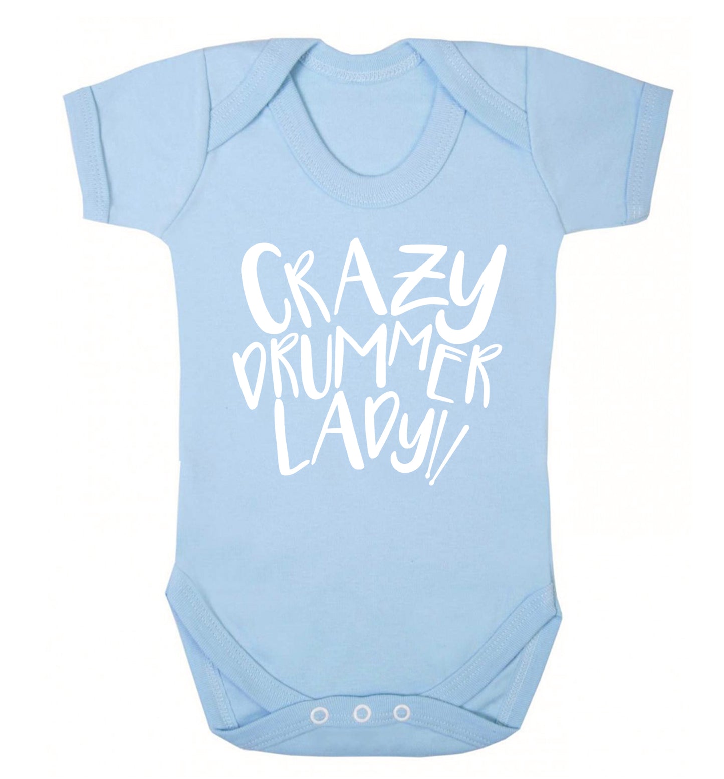 Crazy drummer lady Baby Vest pale blue 18-24 months