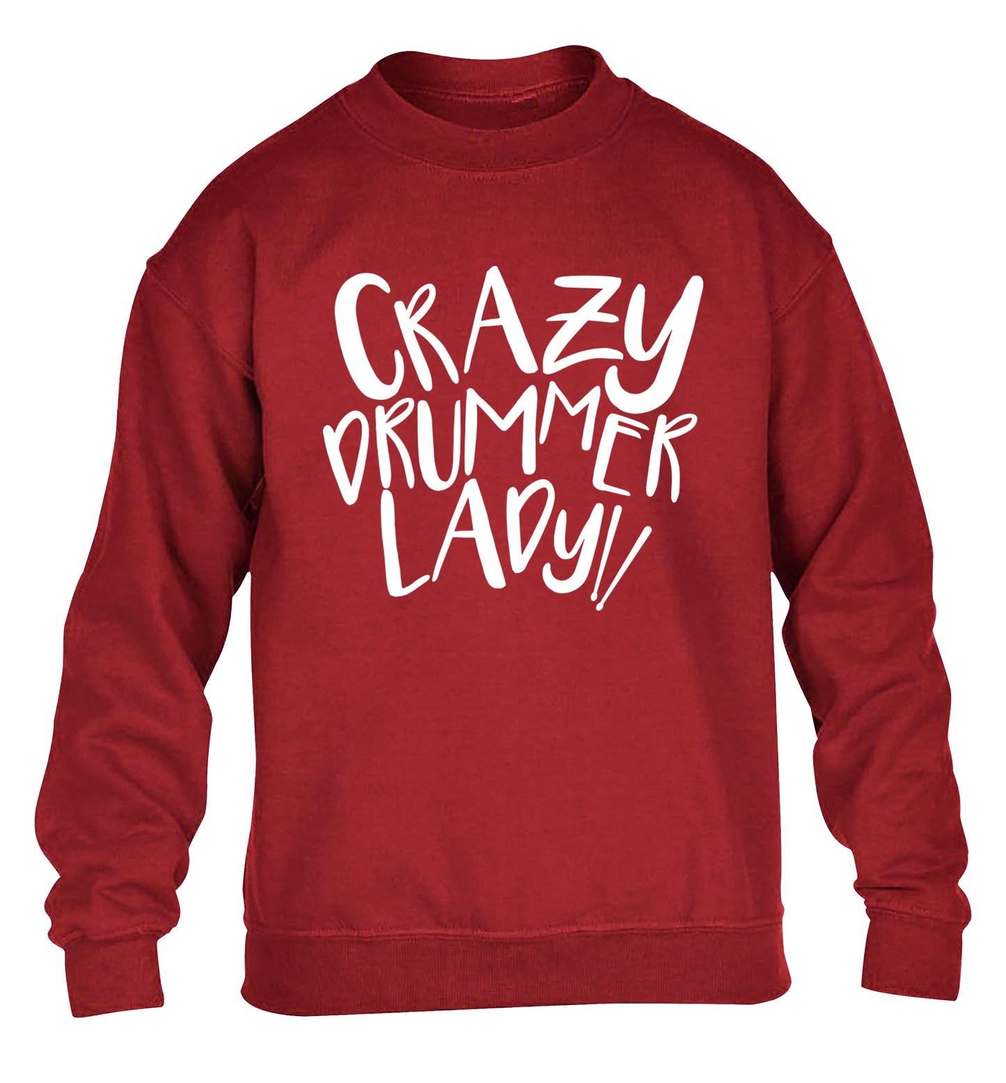 Crazy drummer lady children's grey sweater 12-14 Years