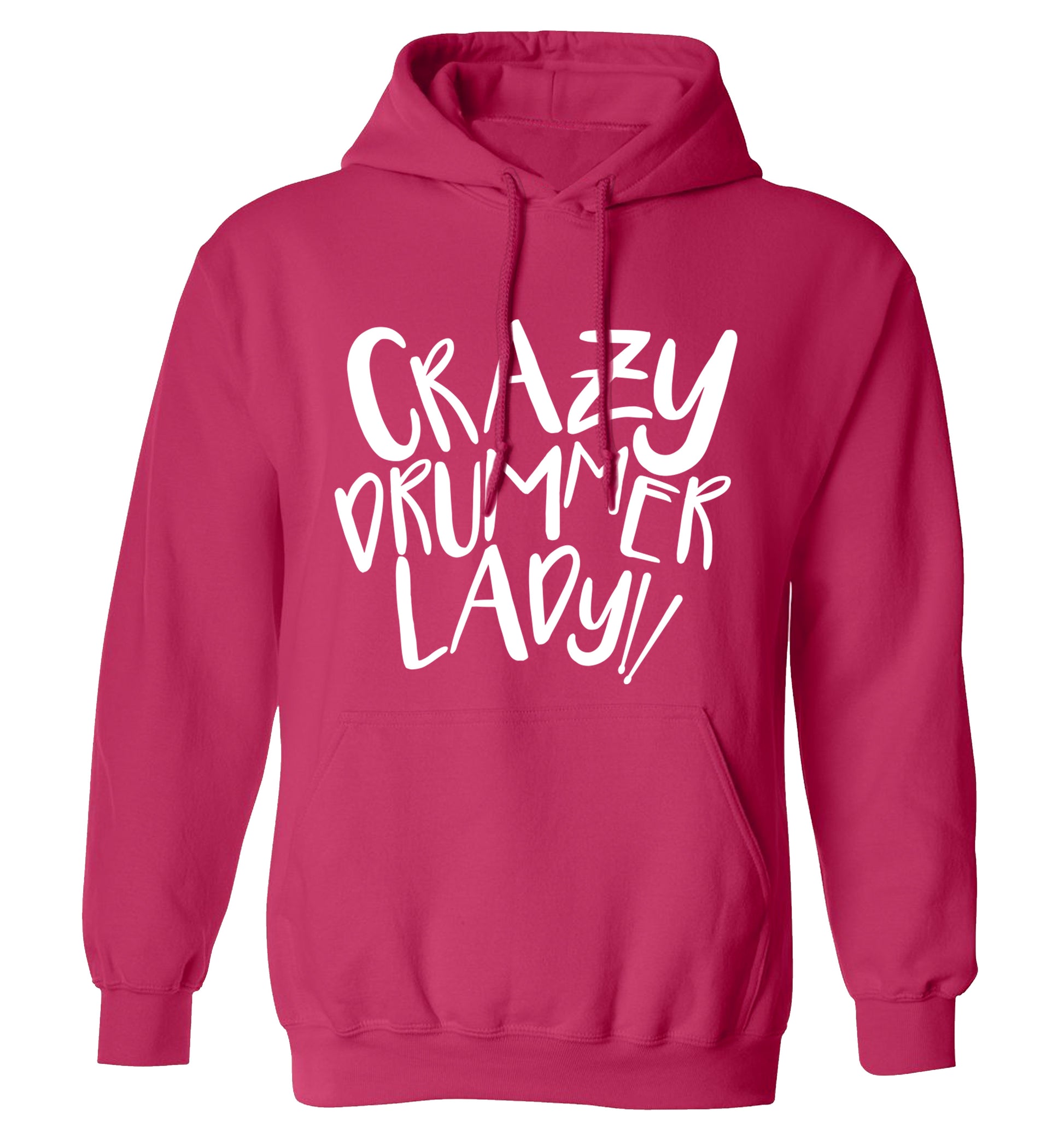 Crazy drummer lady adults unisex pink hoodie 2XL