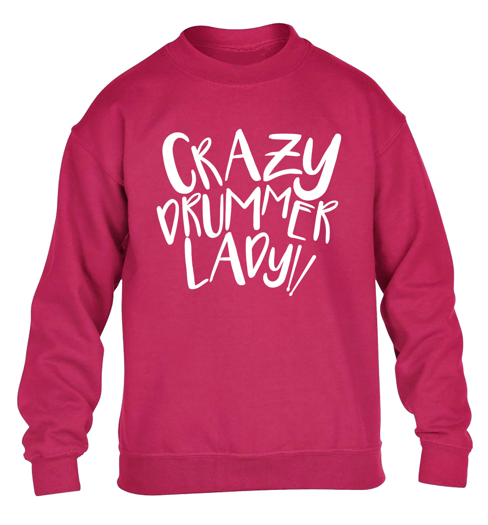 Crazy drummer lady children's pink sweater 12-14 Years