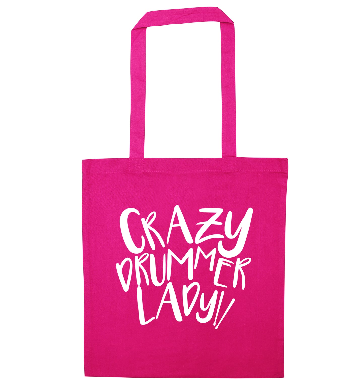 Crazy drummer lady pink tote bag