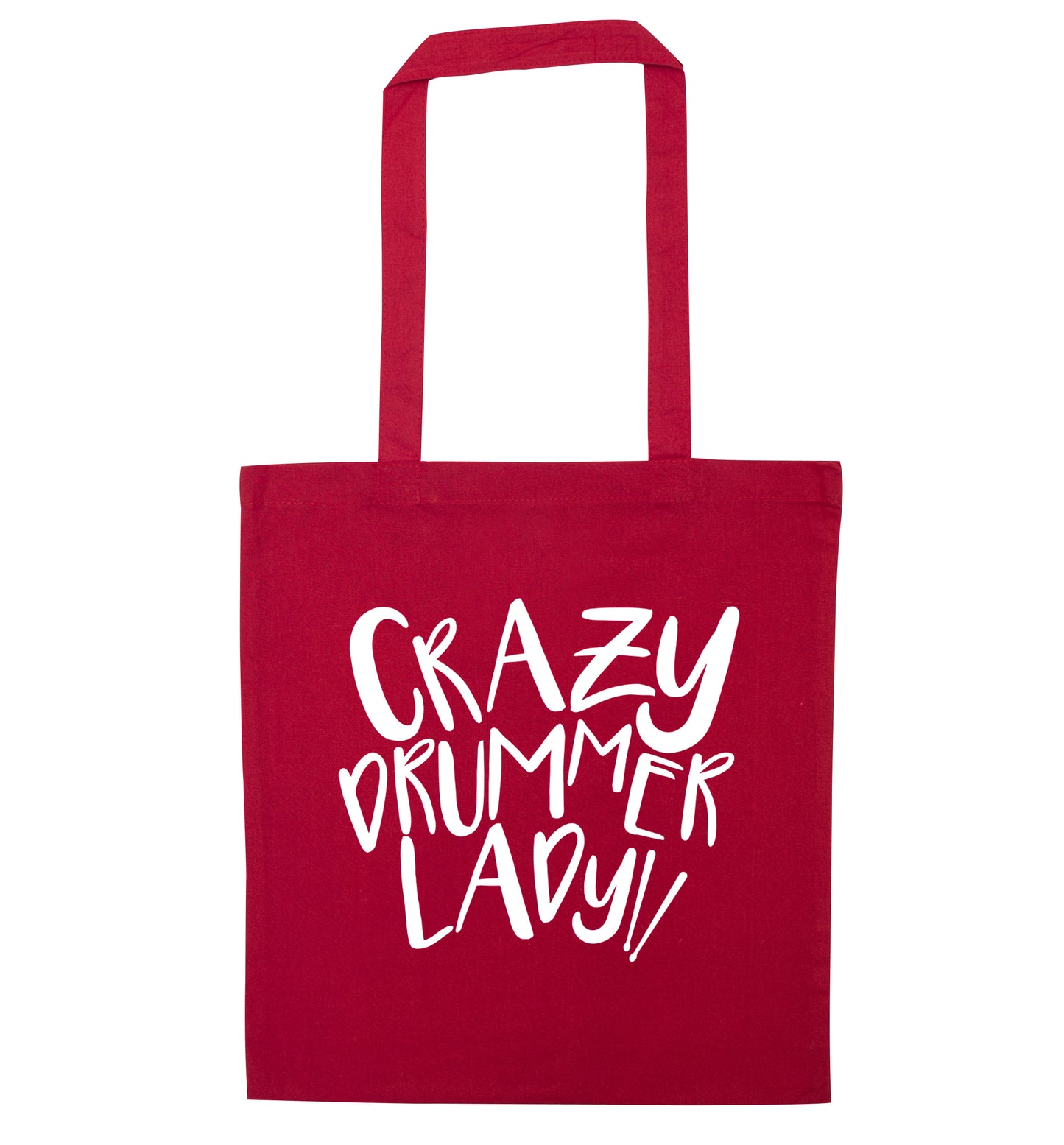 Crazy drummer lady red tote bag