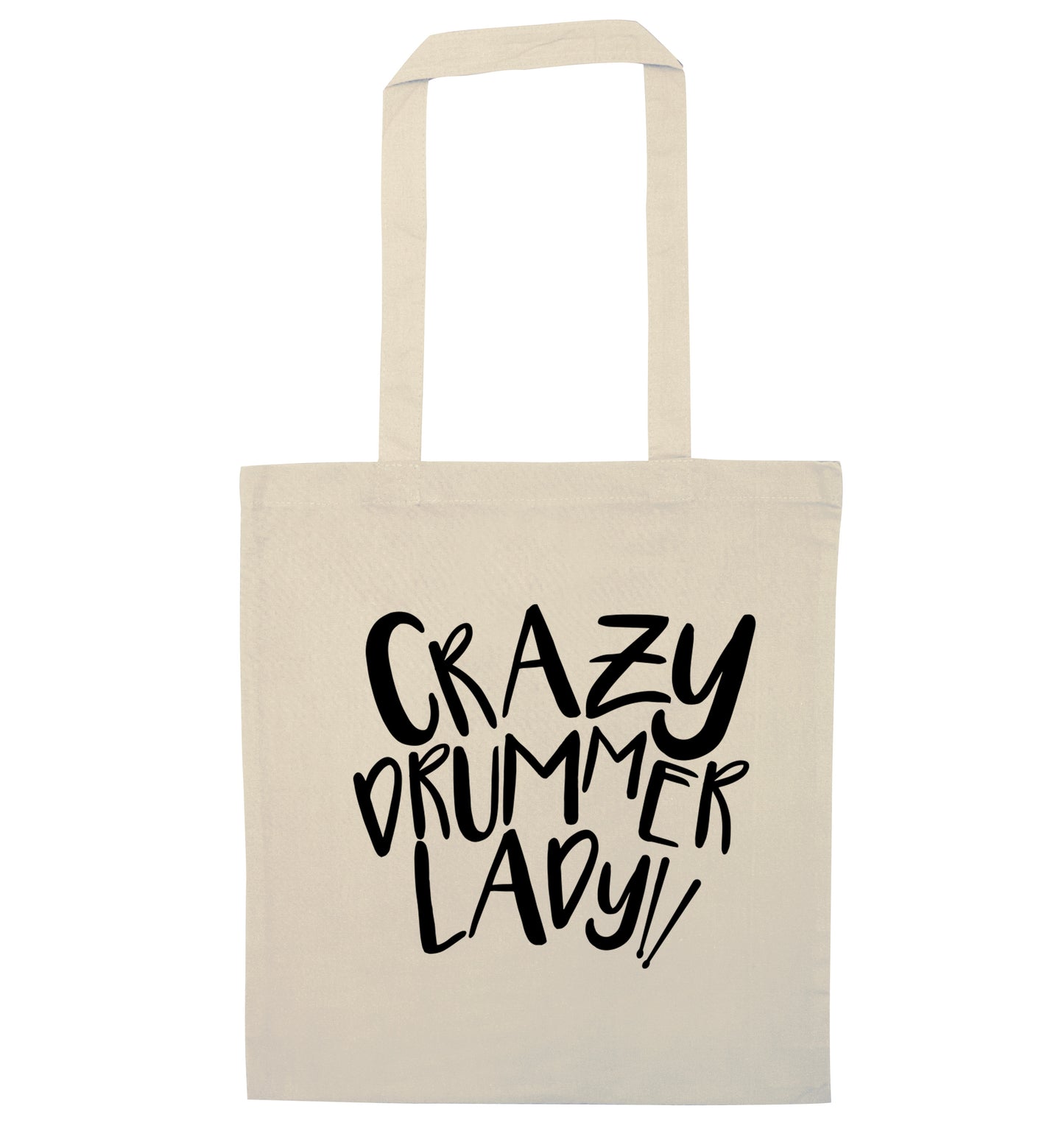 Crazy drummer lady natural tote bag
