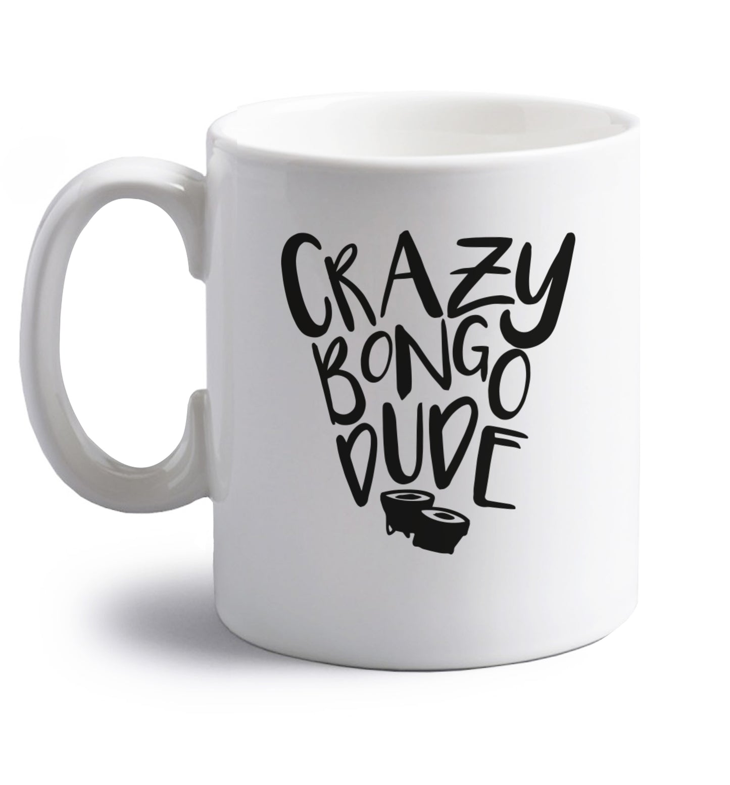 Crazy bongo dude right handed white ceramic mug 