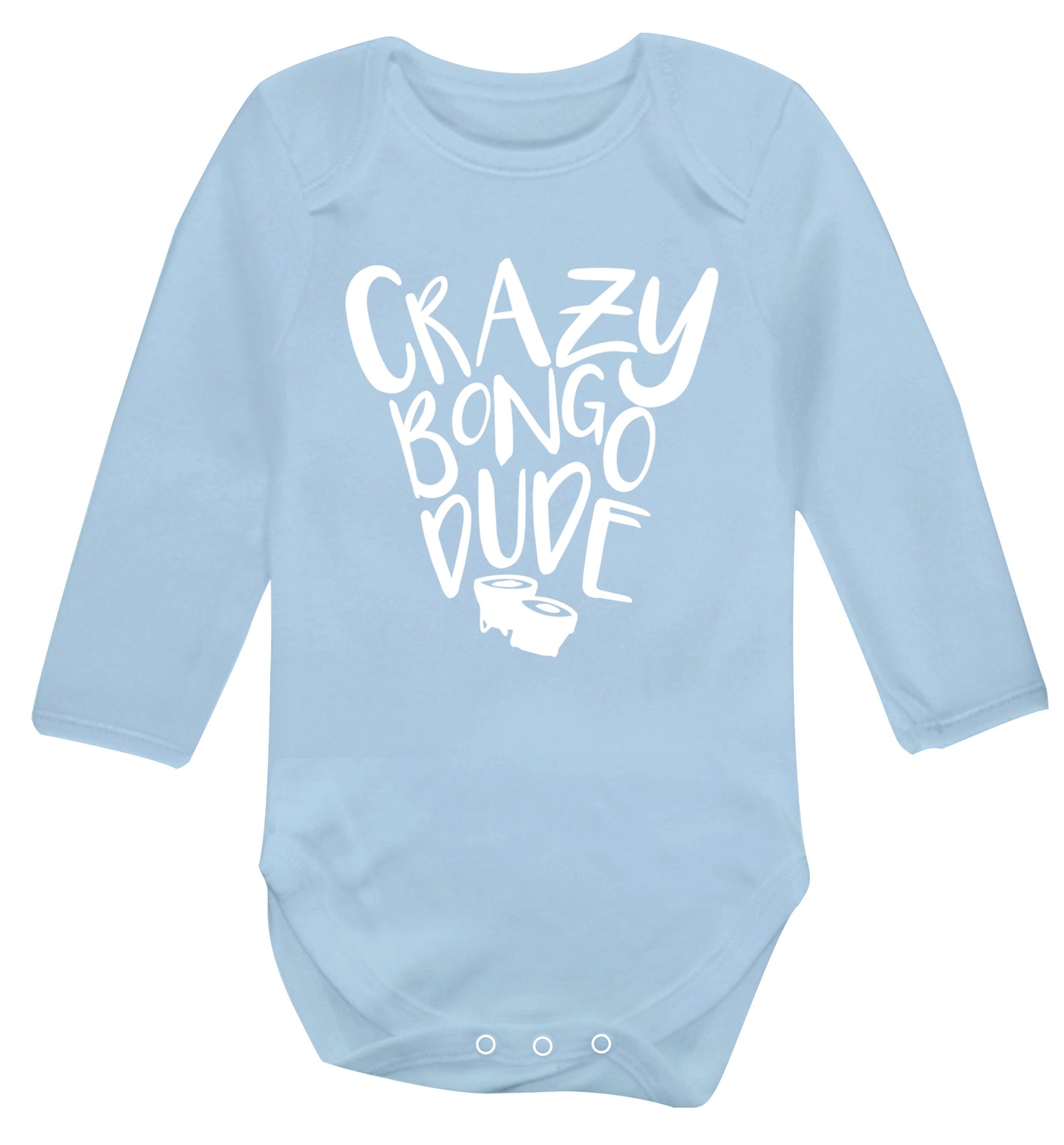 Crazy bongo dude Baby Vest long sleeved pale blue 6-12 months